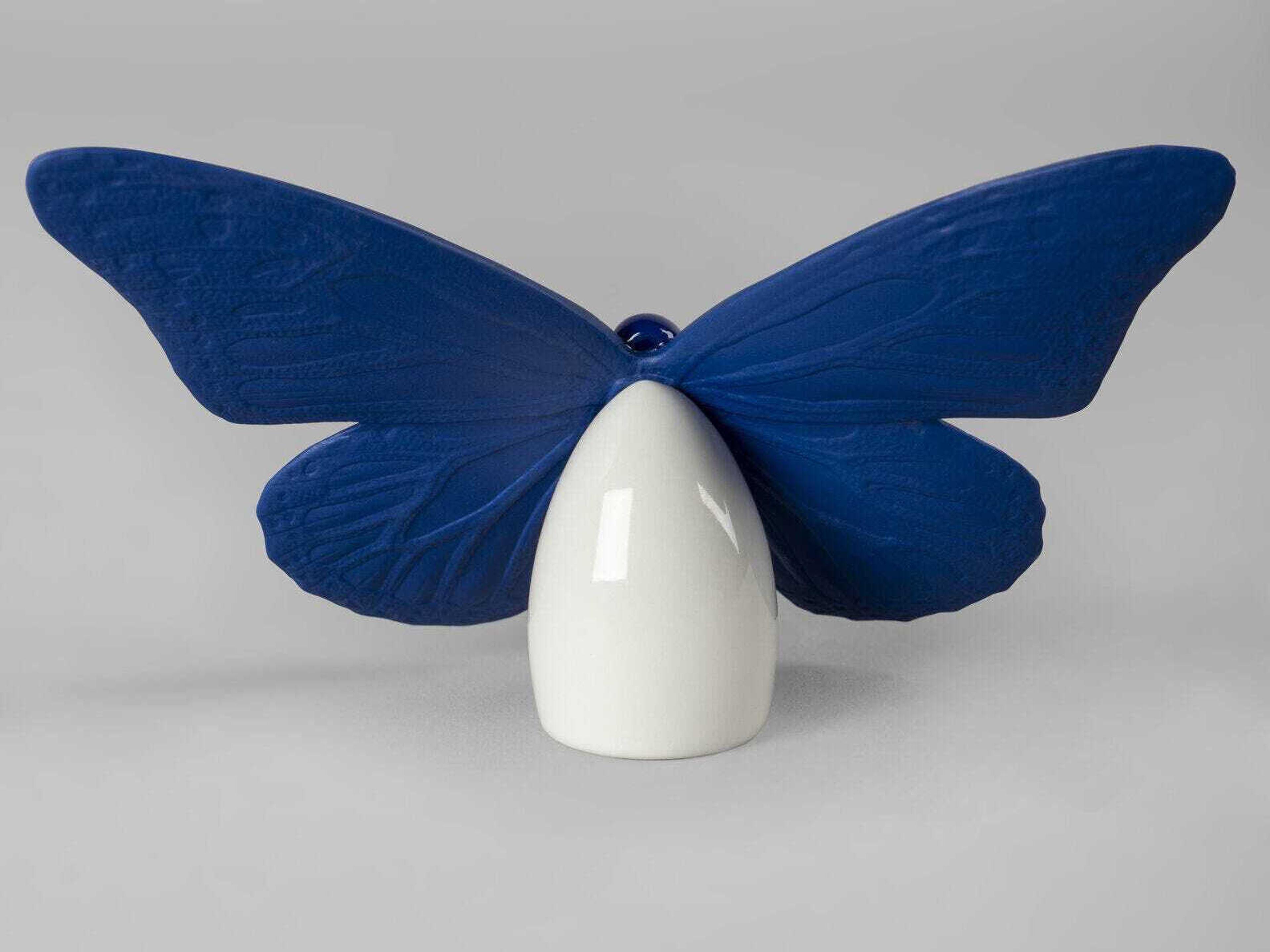 Lladro Golden Luster Blue Butterfly Figurine