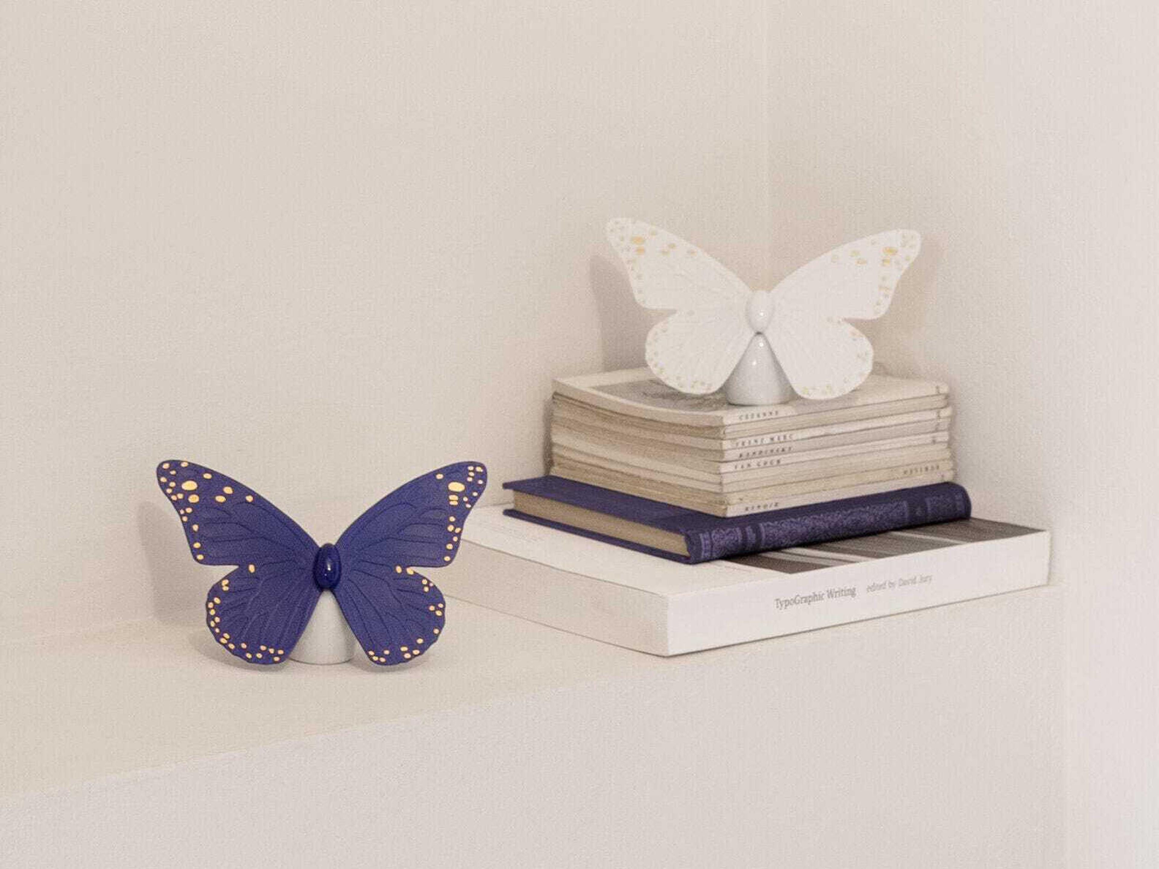 Lladro Golden Luster Blue Butterfly Figurine