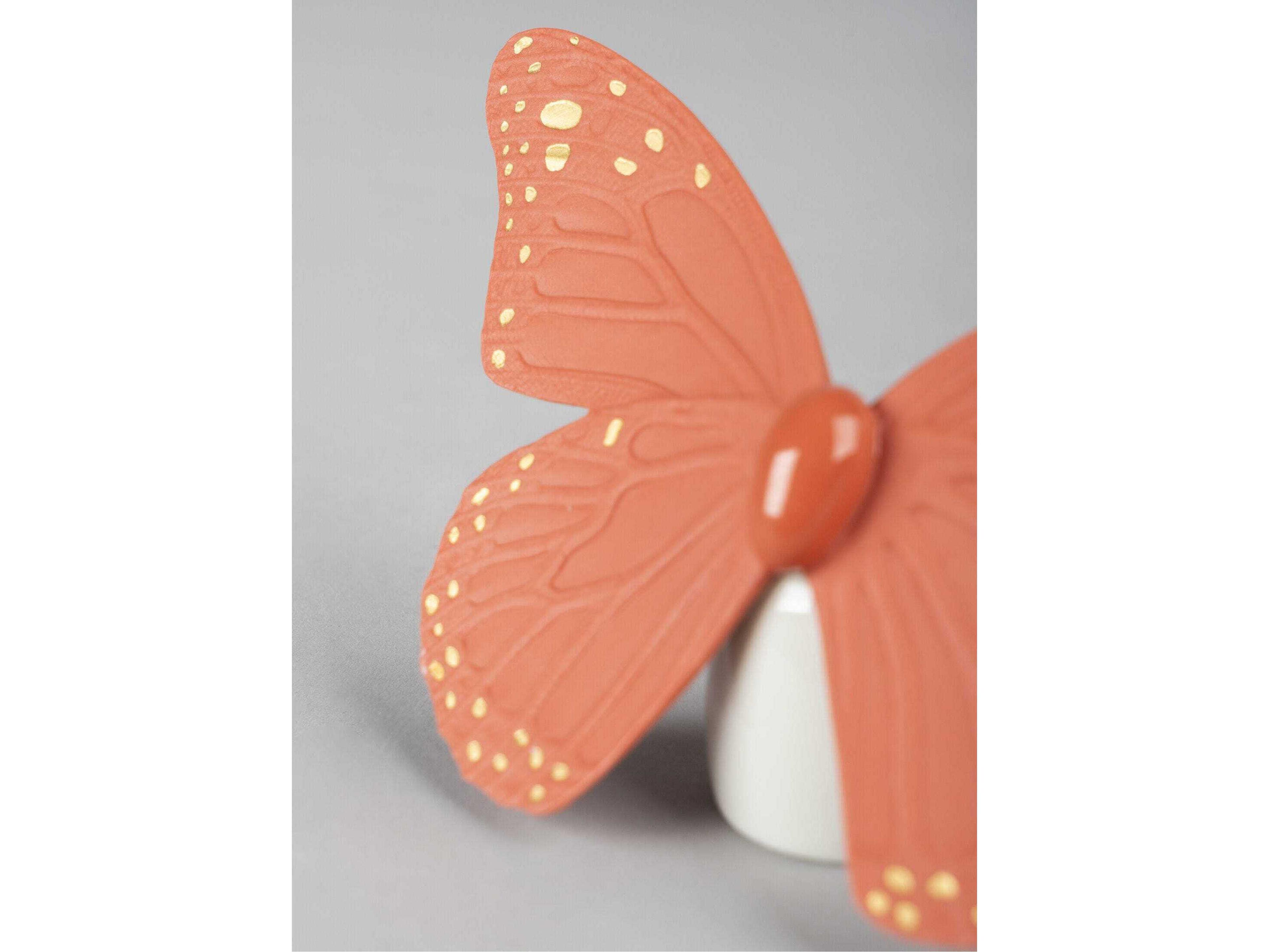 Lladro Golden Luster Coral Butterfly Figurine