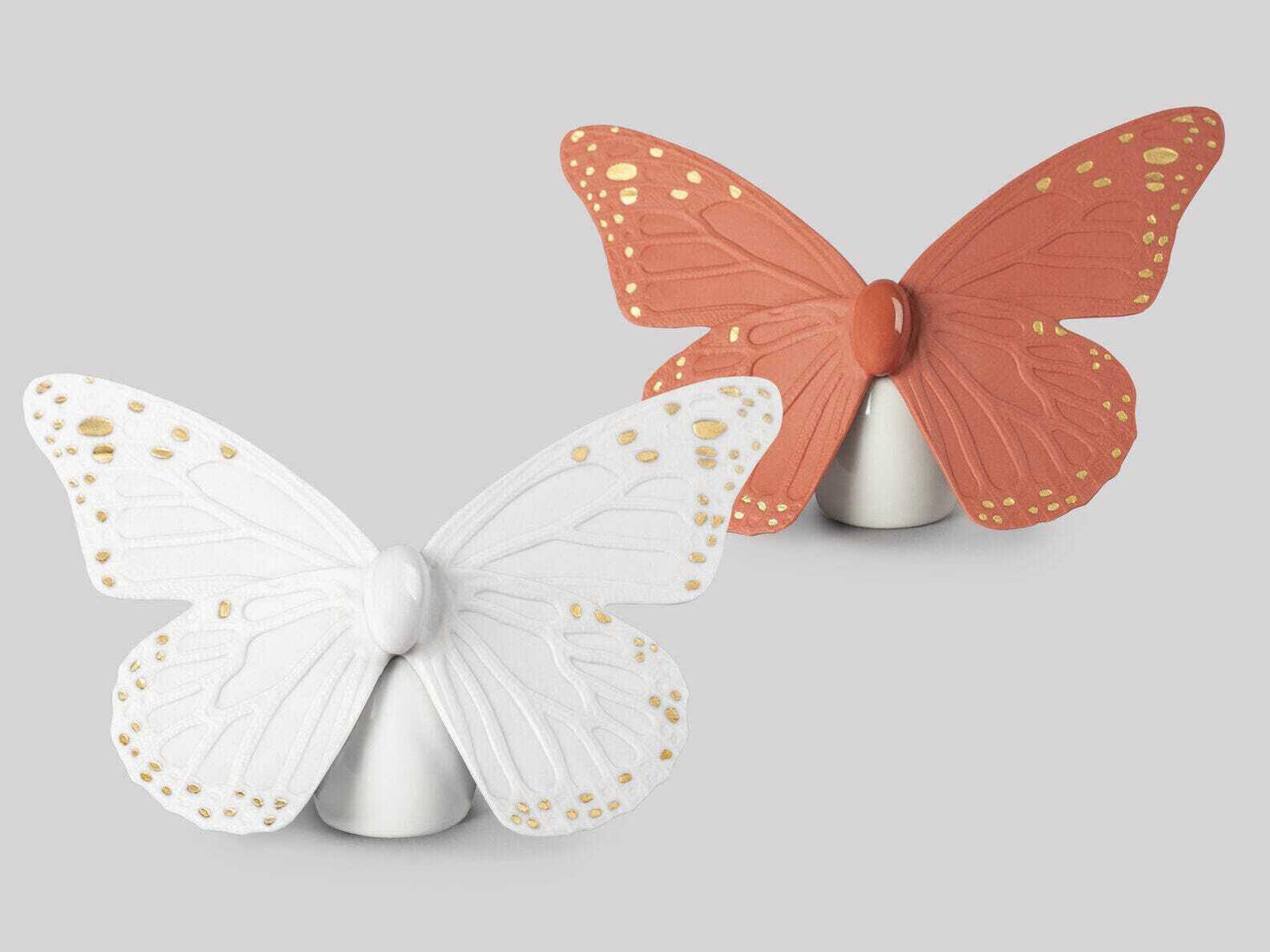 Lladro Golden Luster Coral Butterfly Figurine