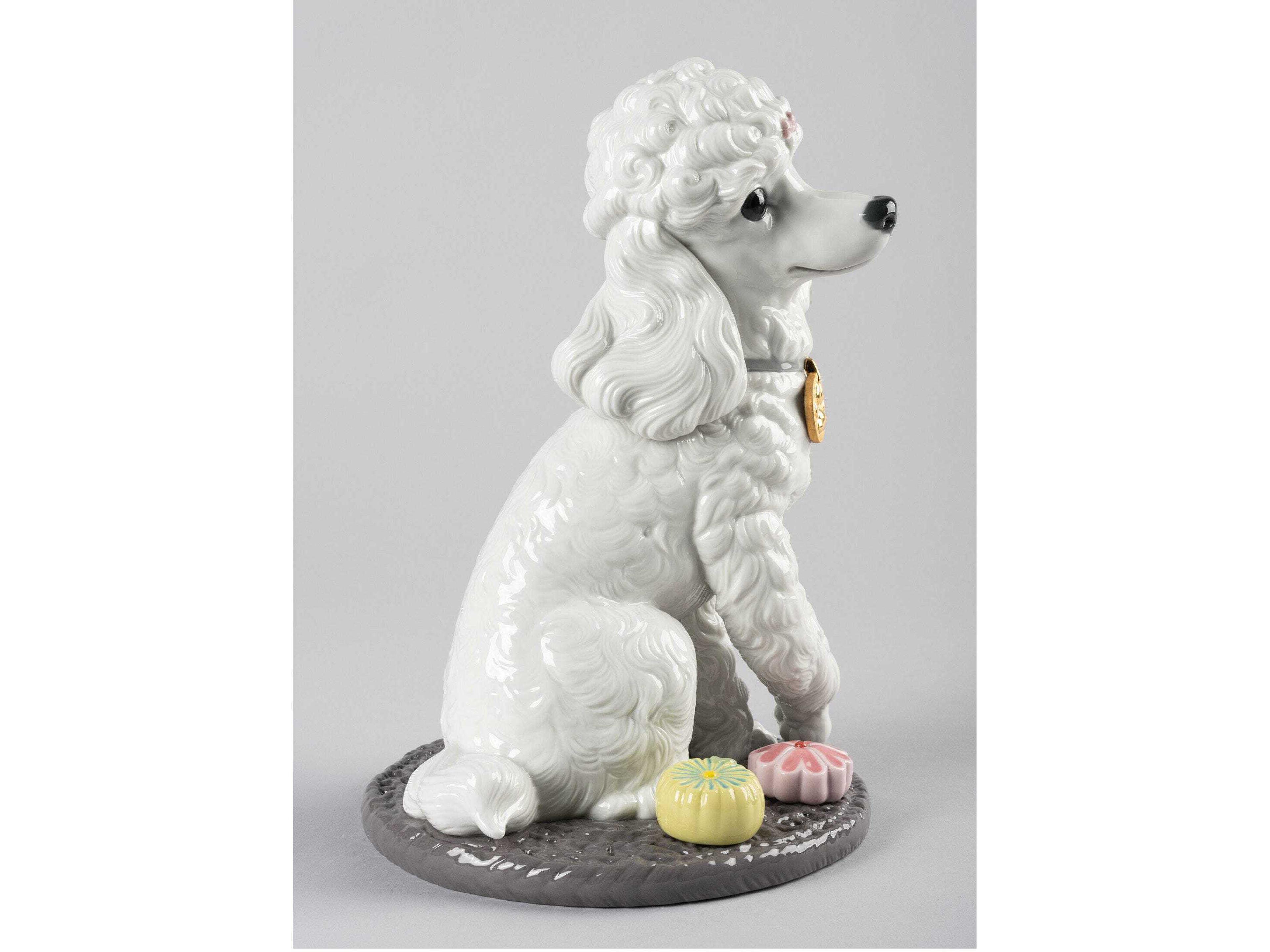 Lladro Poodle with Mochis Dog Figurine