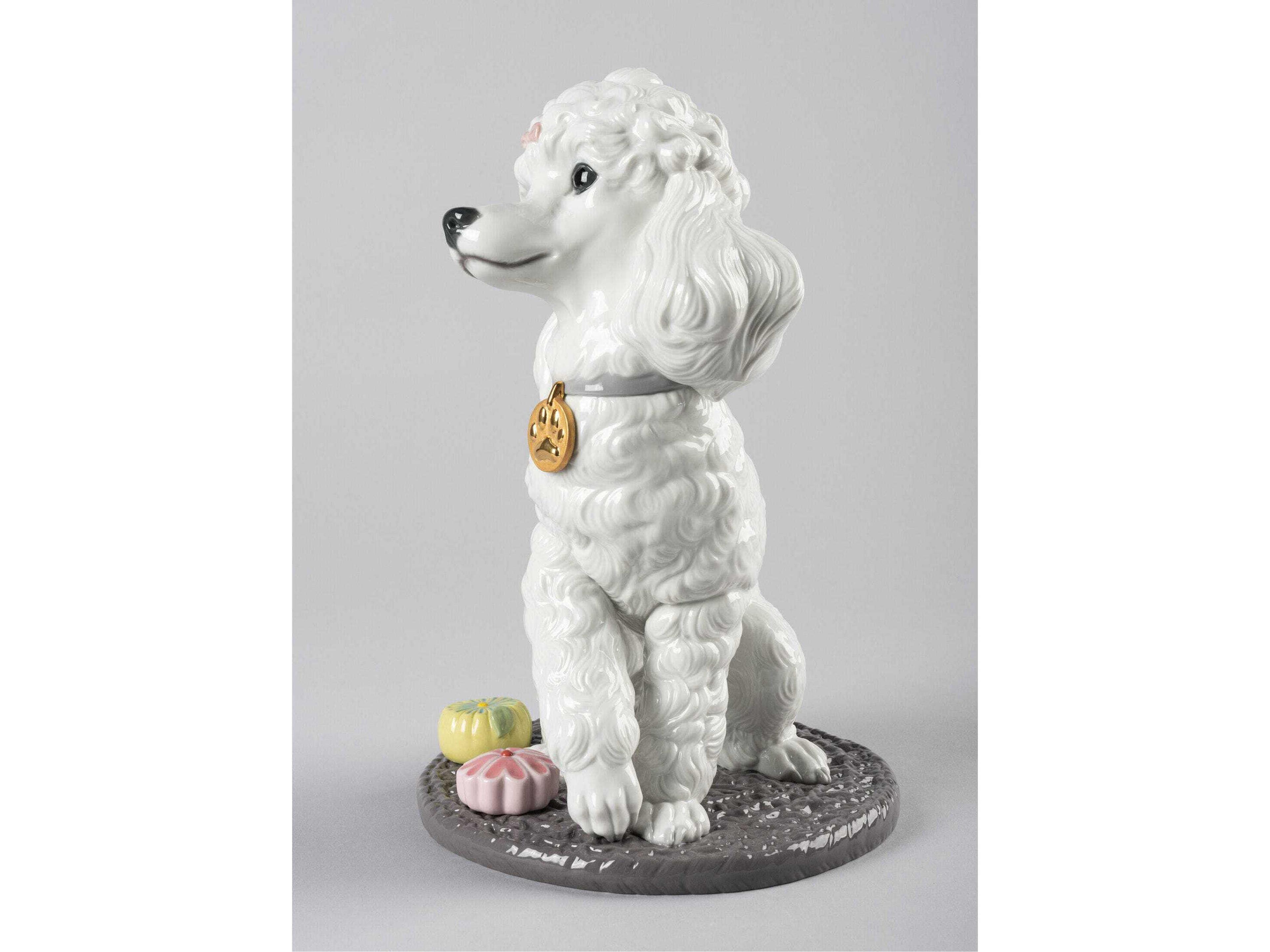 Lladro Poodle with Mochis Dog Figurine