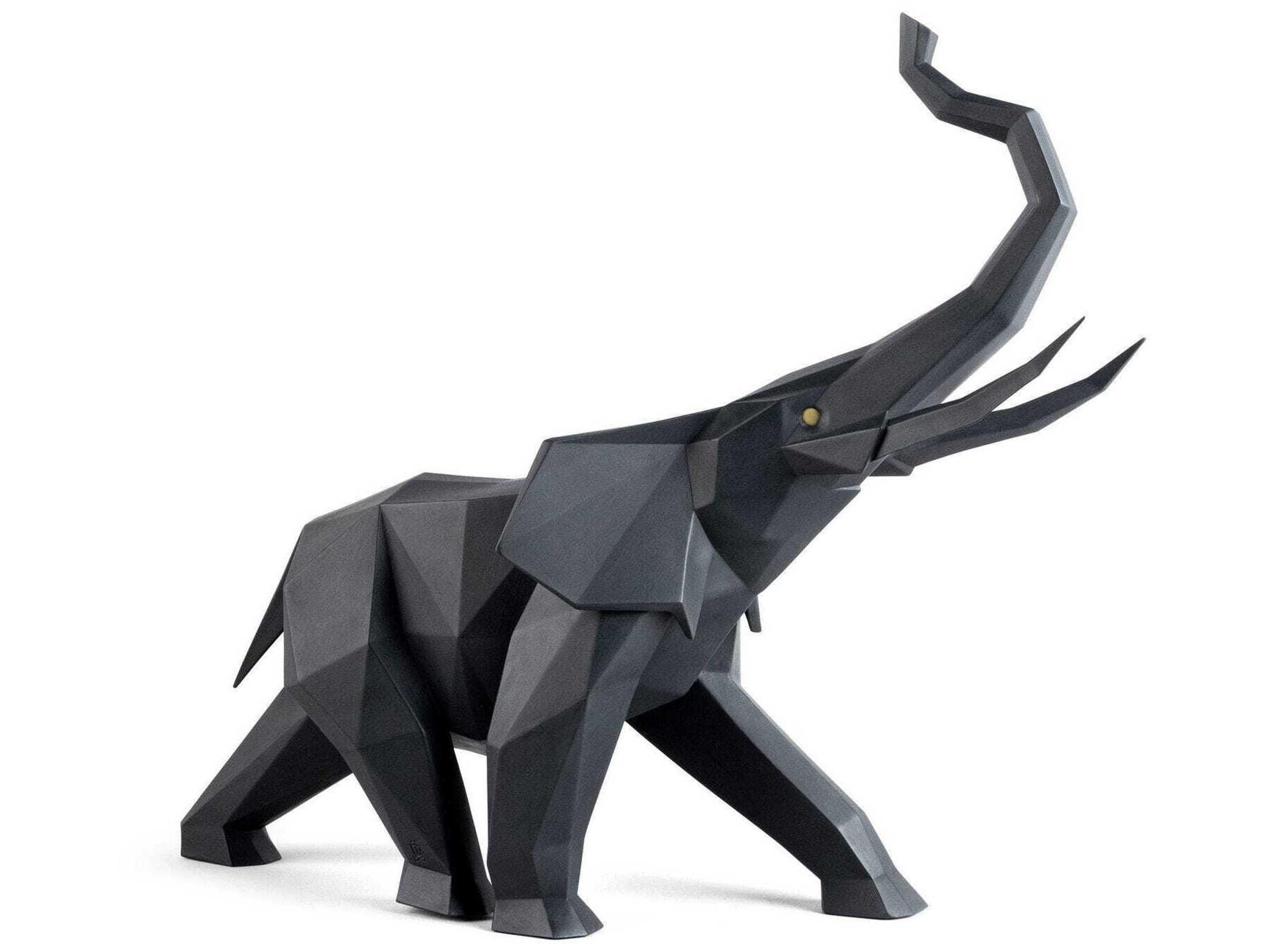 Matte Black Elephant Sculpture
