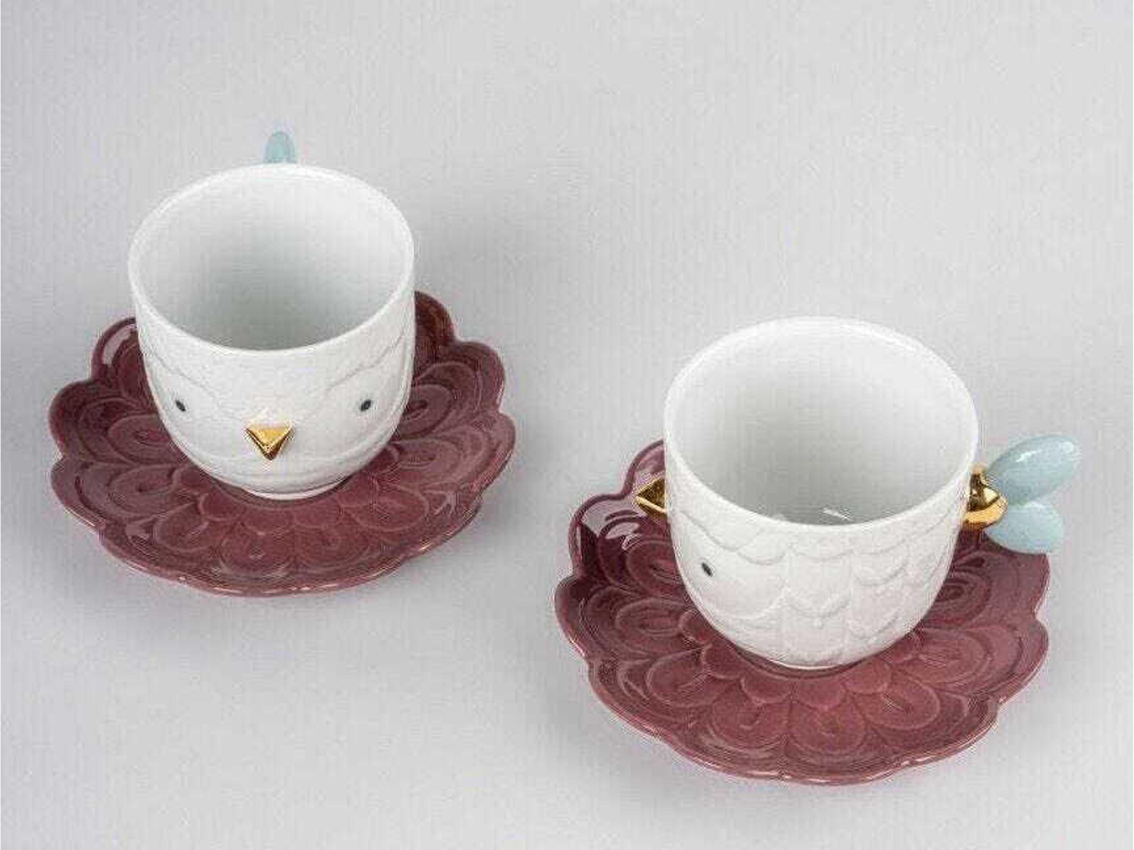 Lladro Kawki Cups and Saucers Set of 2