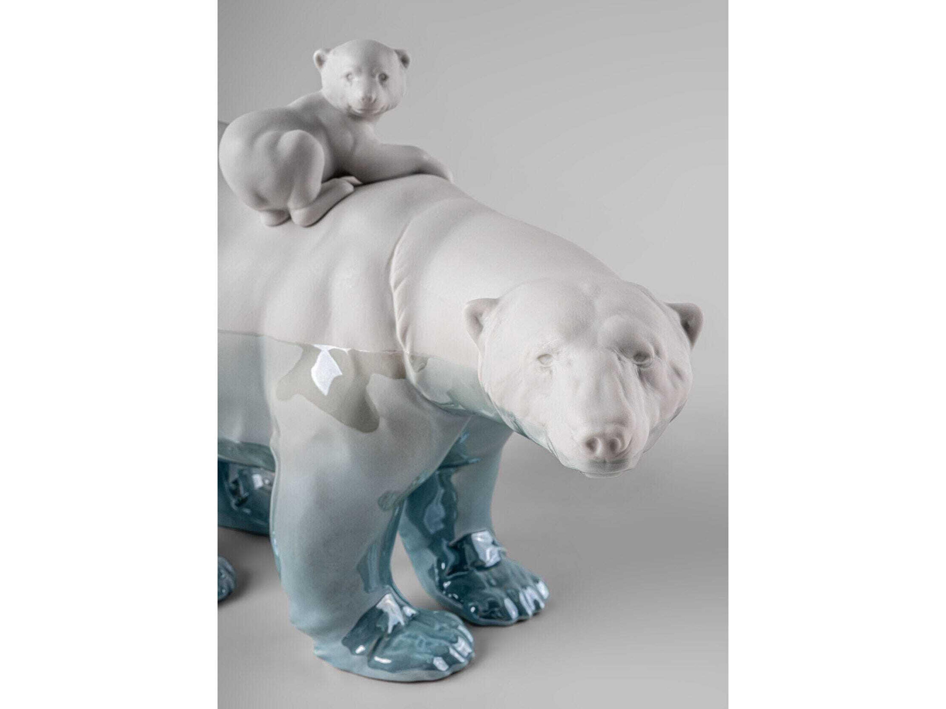 Lladro Underwater Mummy Bear and Babies Sculpture