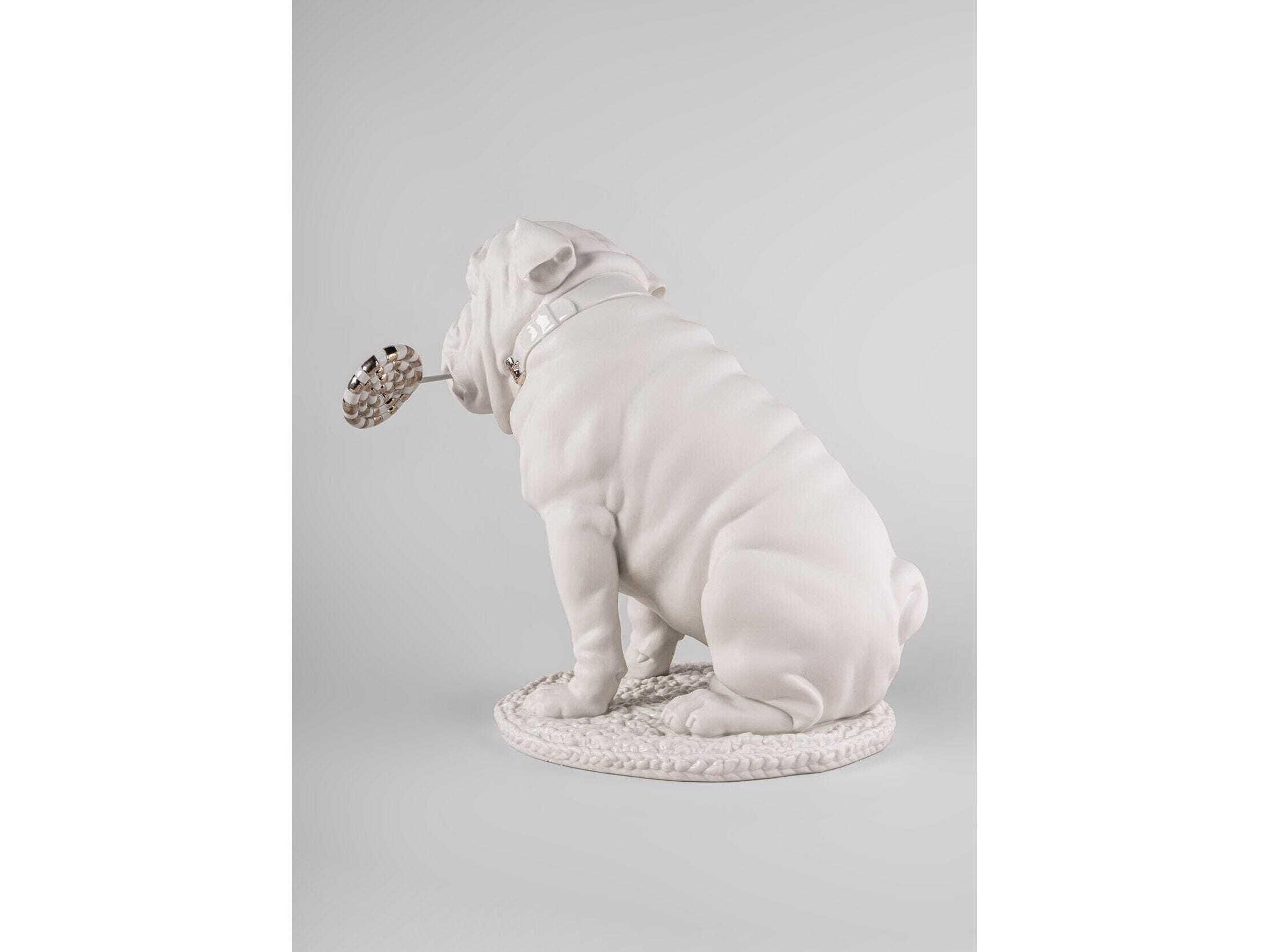 Lladro Bulldog with Lollipop Sculpture