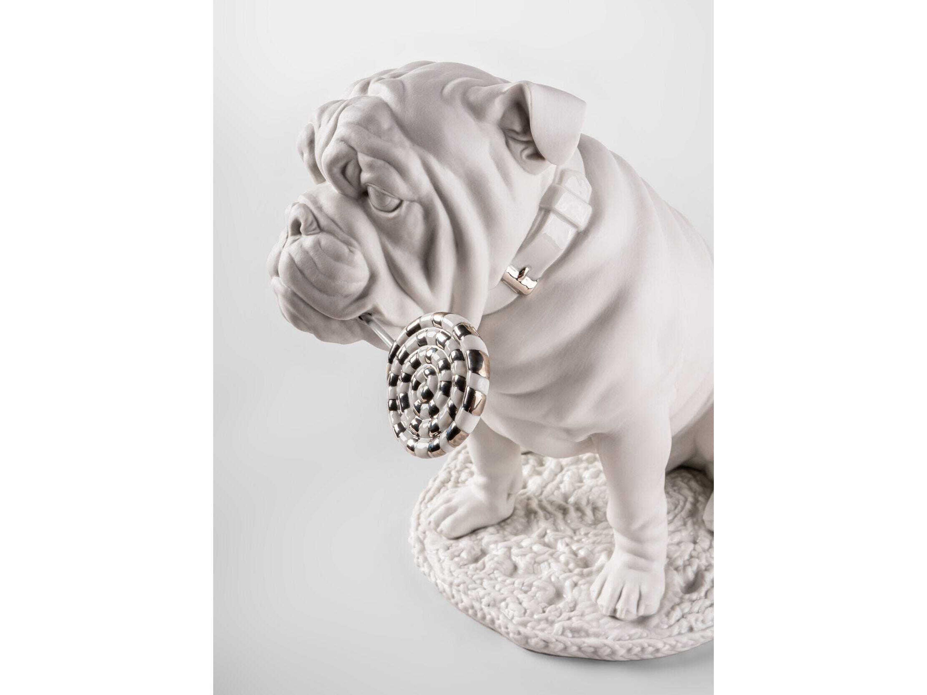 Lladro Bulldog with Lollipop Sculpture