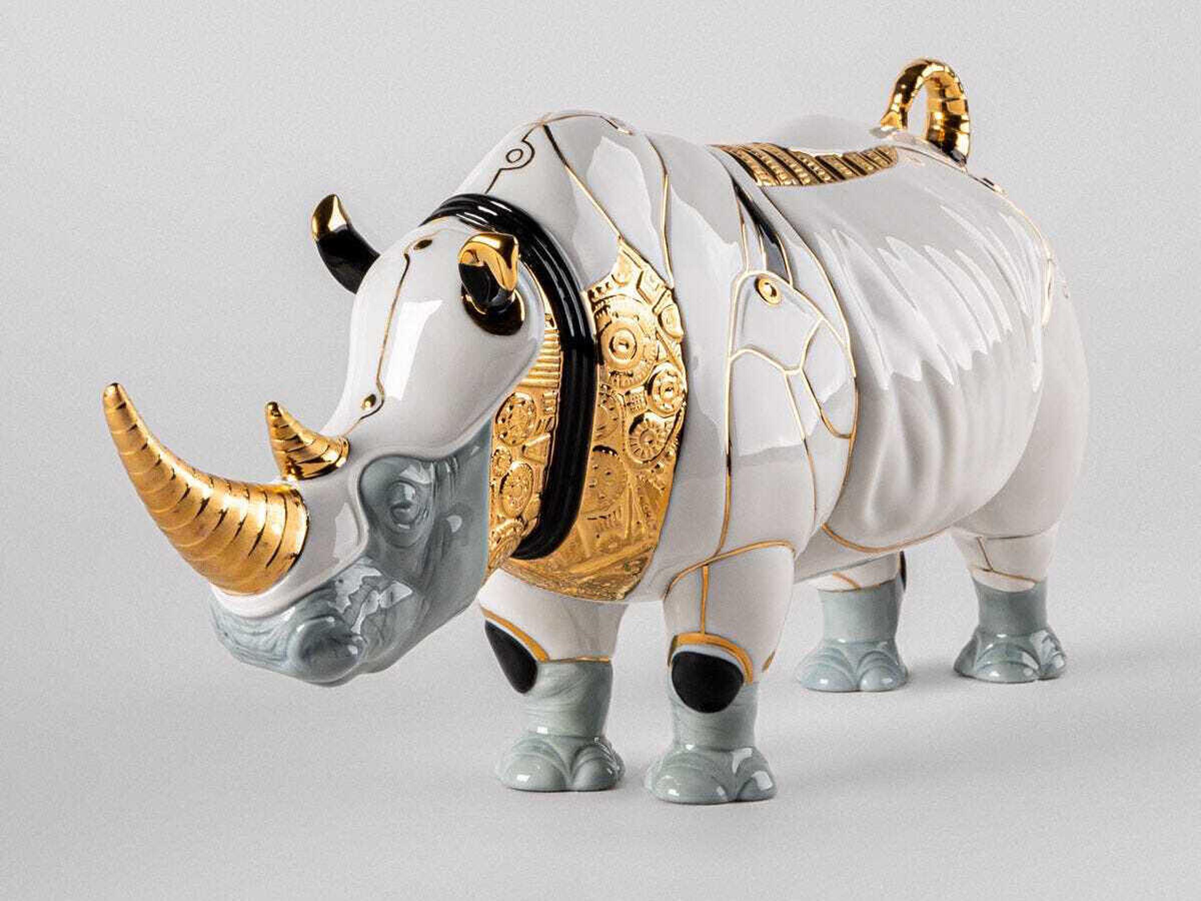 Lladro Rhino Cyborg Sculpture