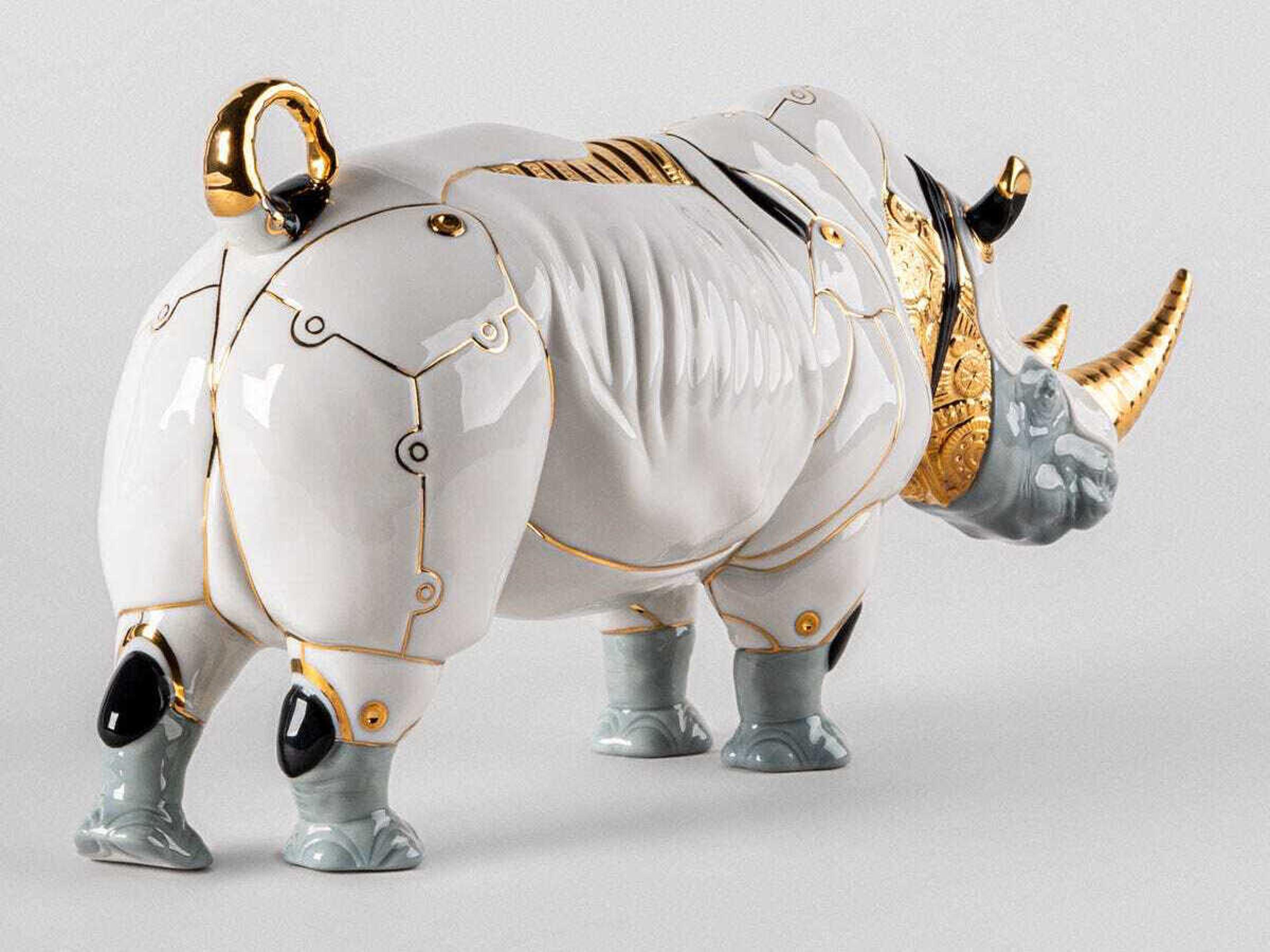 Lladro Rhino Cyborg Sculpture