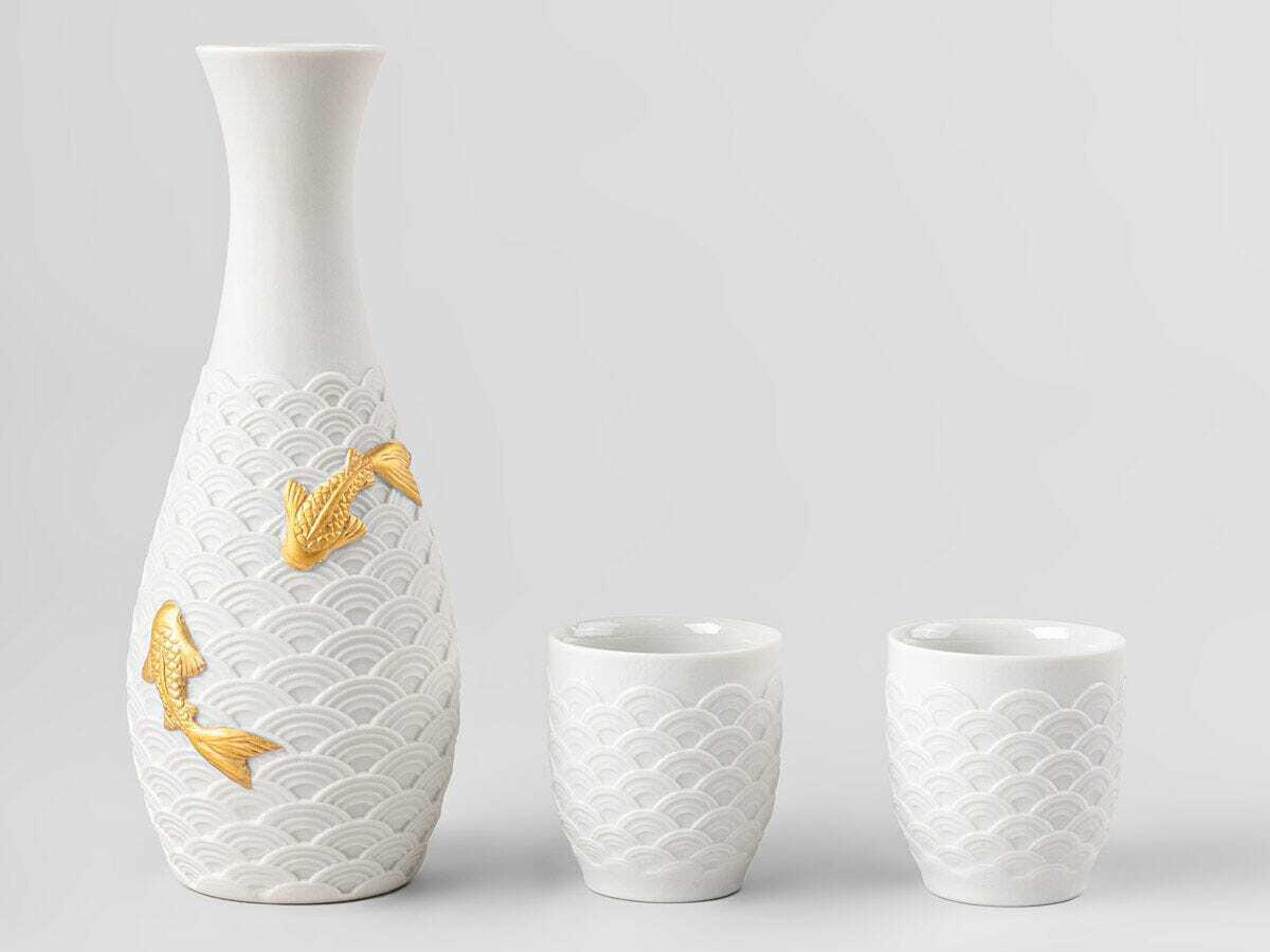 Lladro Koi Sake Set