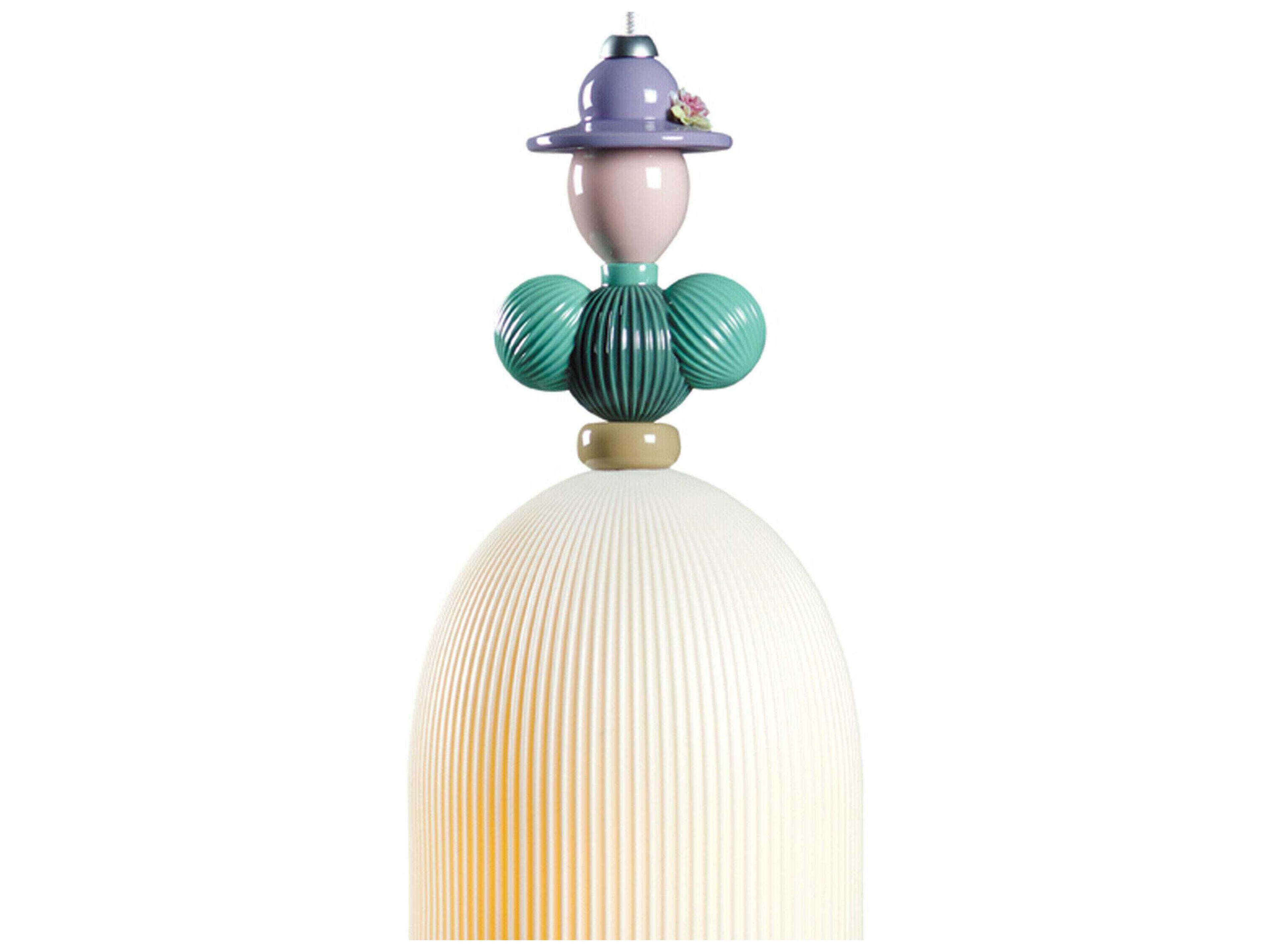 Lladro Mademoiselle Beatrice 1-Light White Cylinder Mini Pendant
