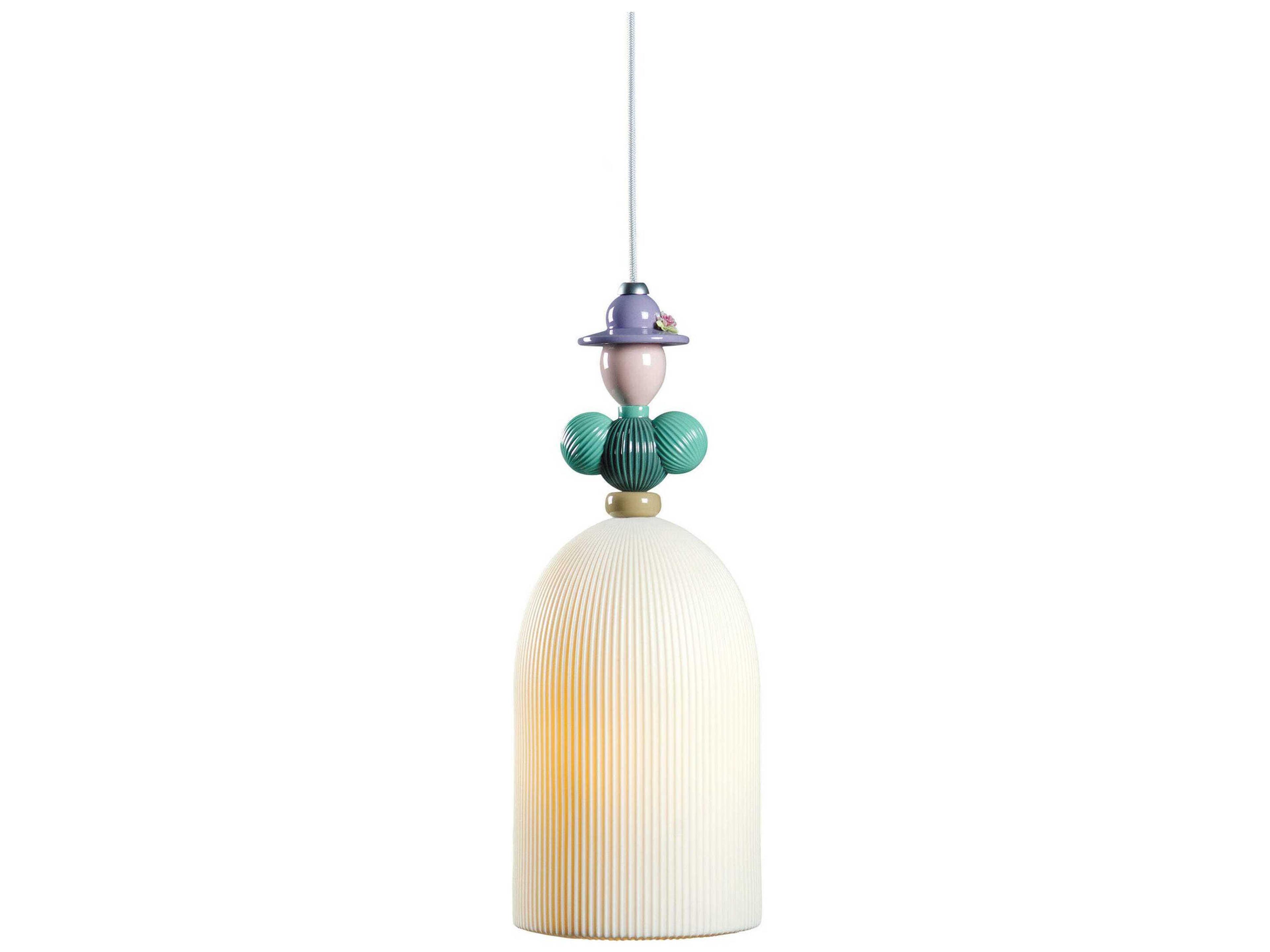 Lladro Mademoiselle Beatrice 1-Light White Cylinder Mini Pendant