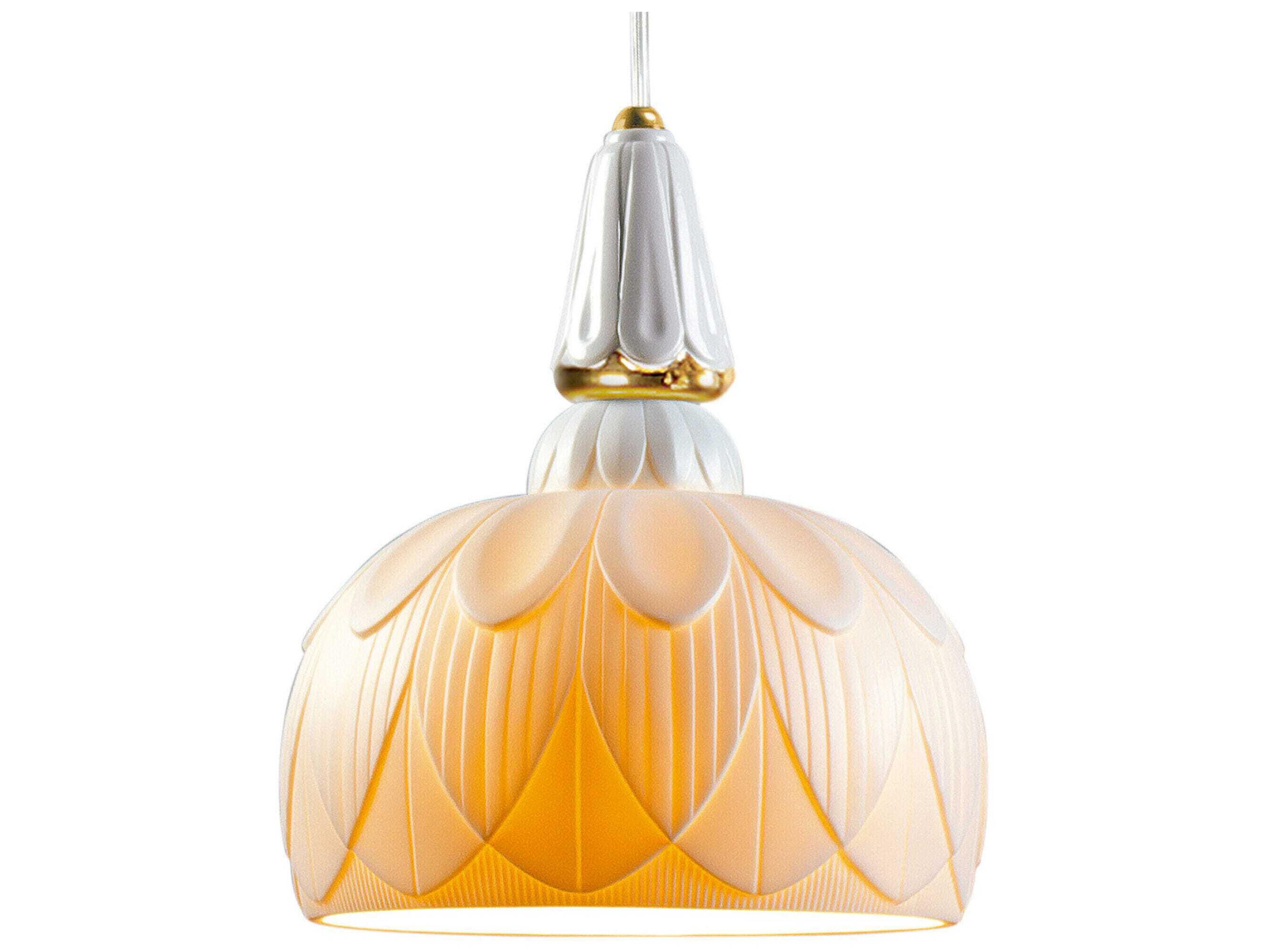 Lladro Ivy and Seed 1-Light White Gold Dome Mini Pendant