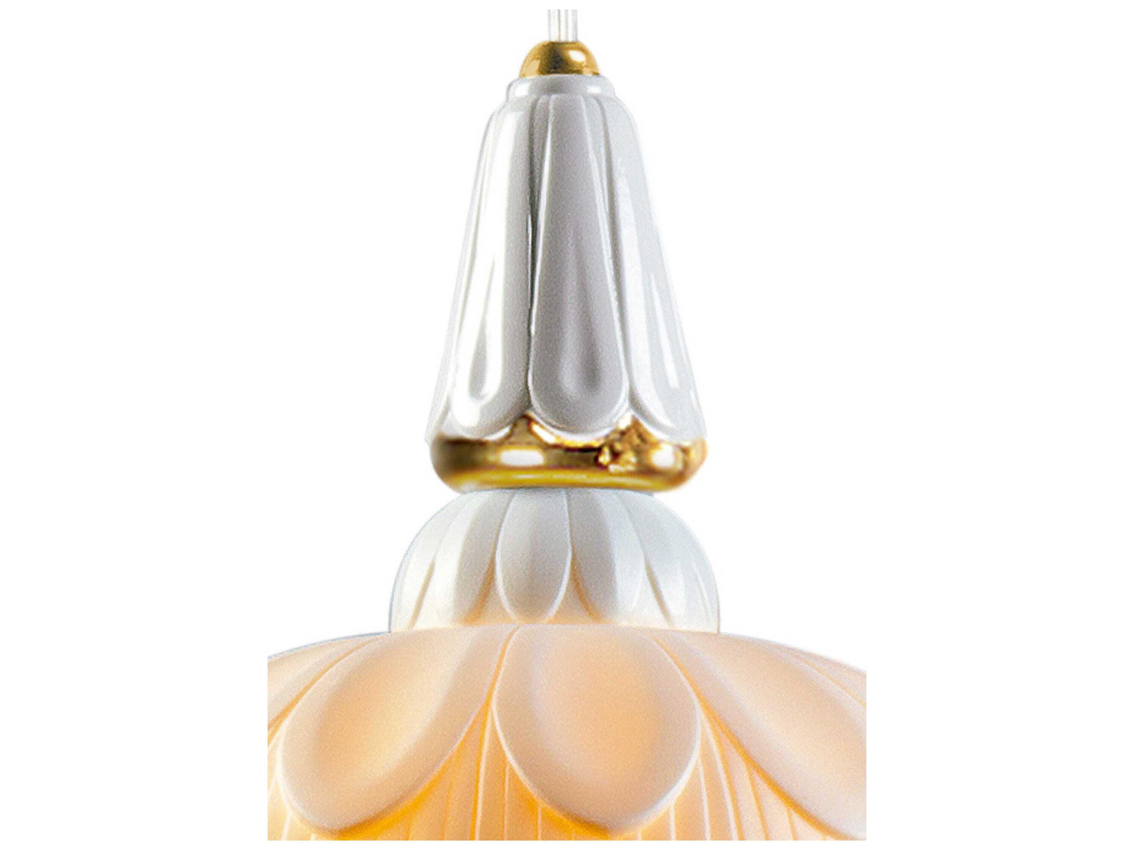 Lladro Ivy and Seed 1-Light White Gold Dome Mini Pendant