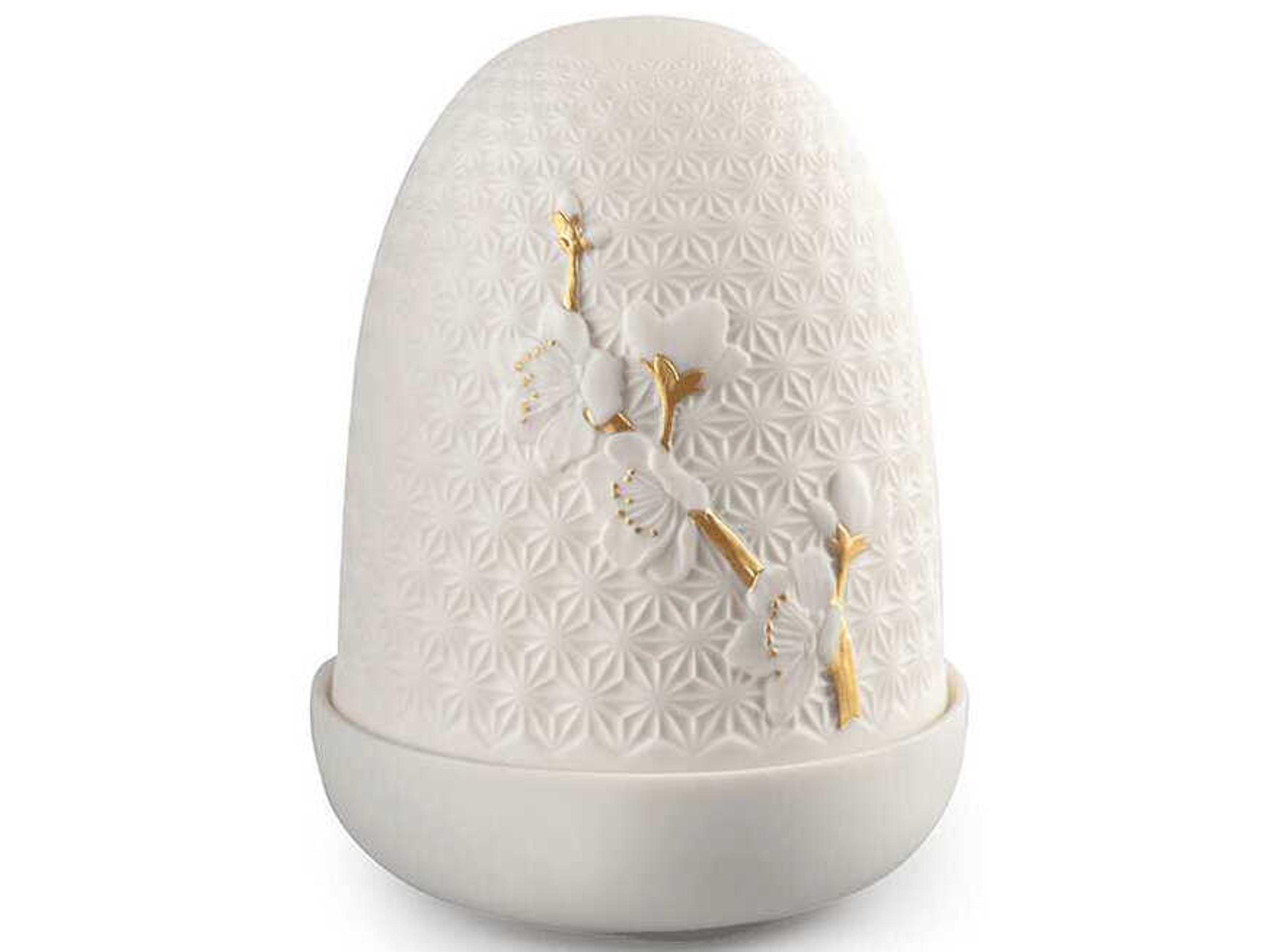 Lladro Cherry Blossoms Dome White Table Lamp