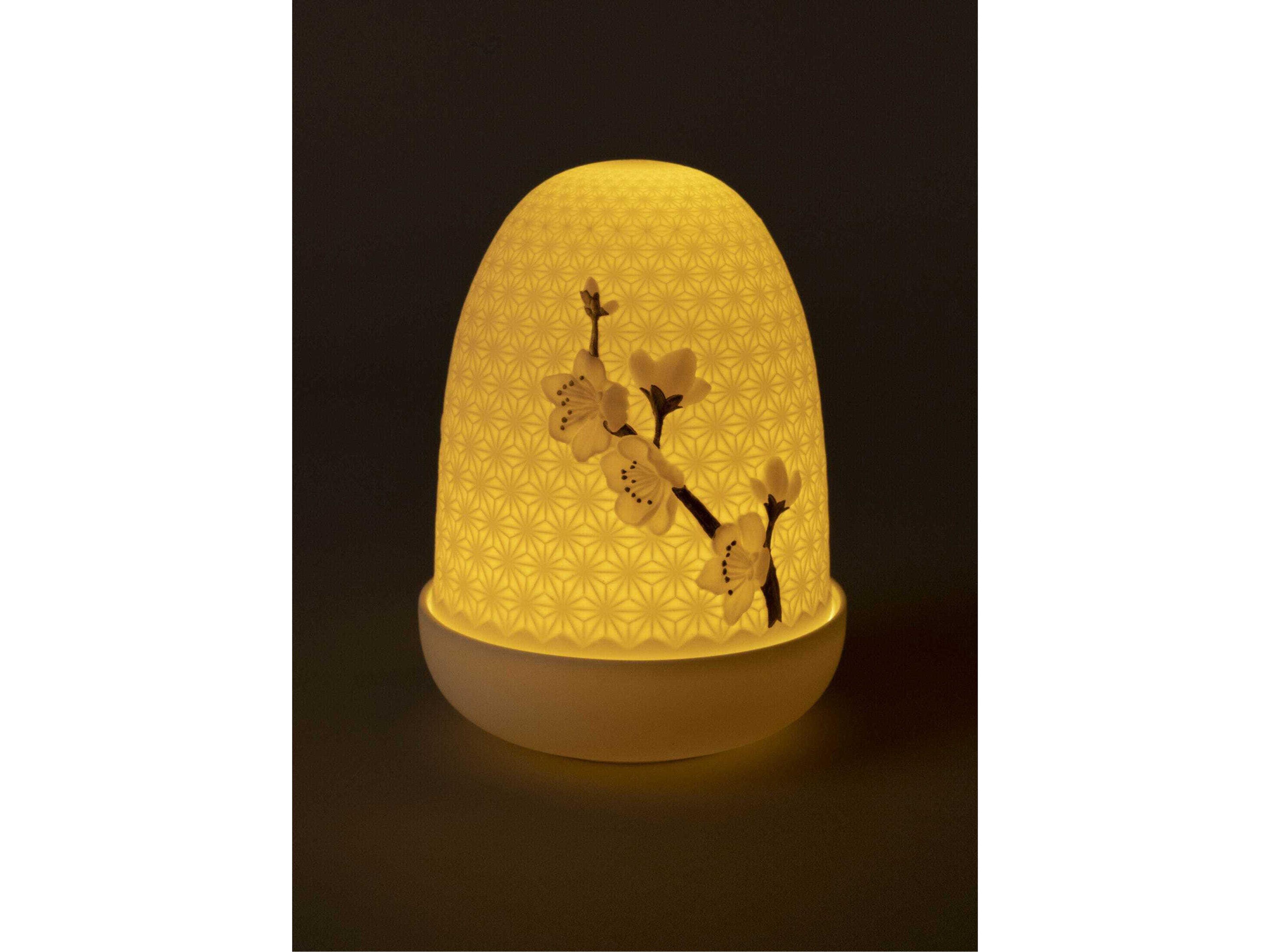 Lladro Cherry Blossoms Dome White Table Lamp