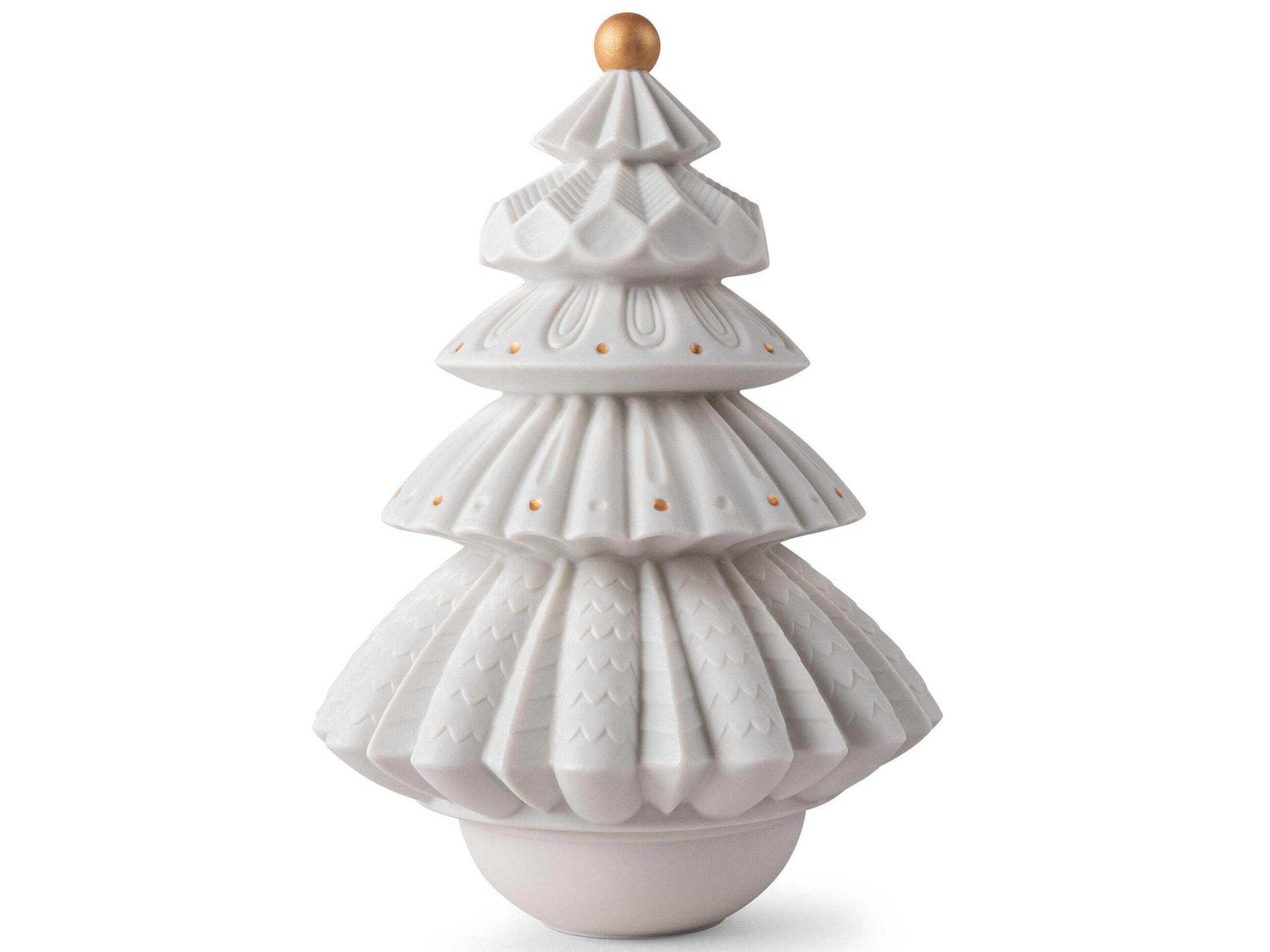 Lladro Christmas Tree Matte White Table Lamp