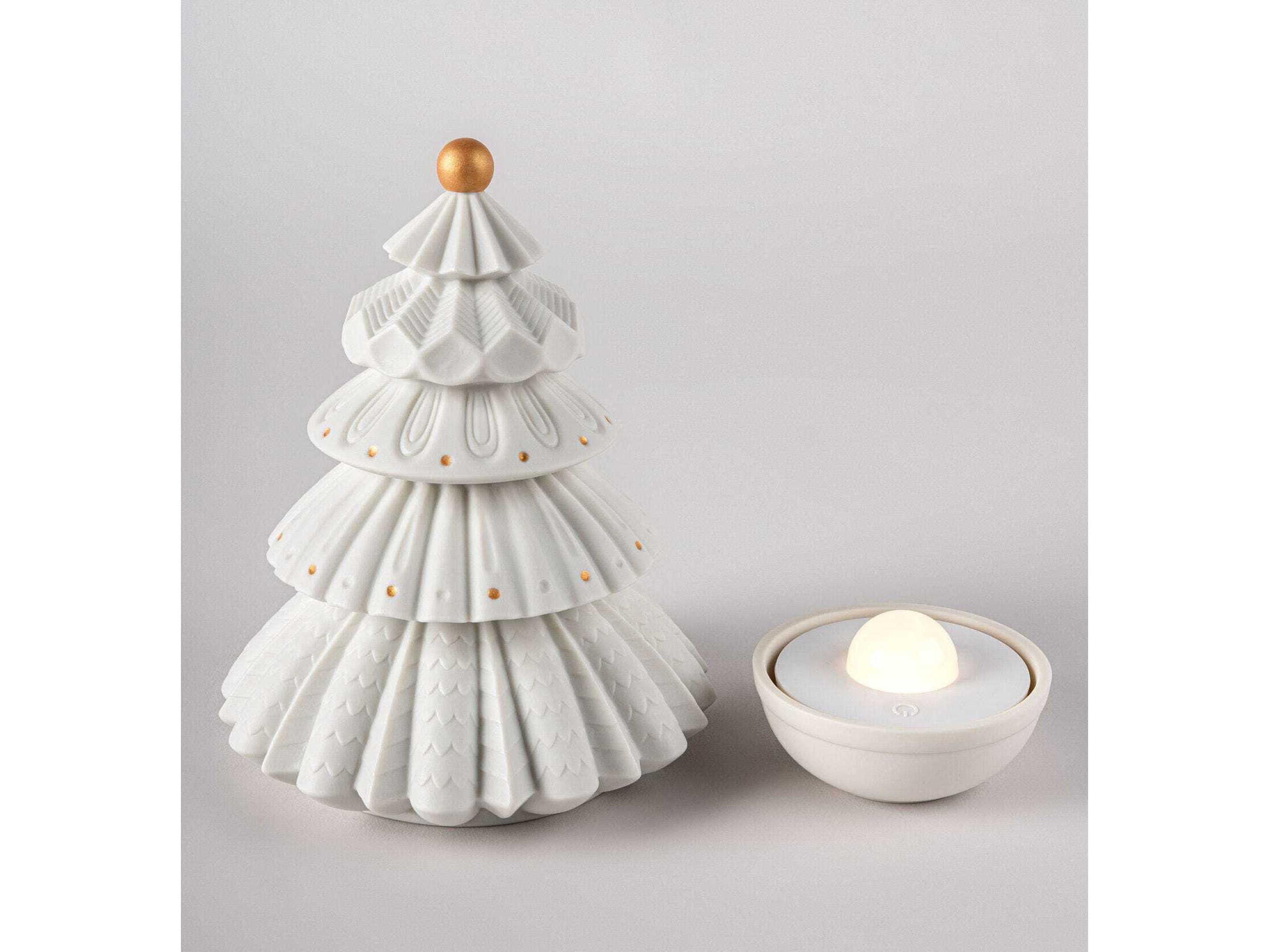 Lladro Christmas Tree Matte White Table Lamp