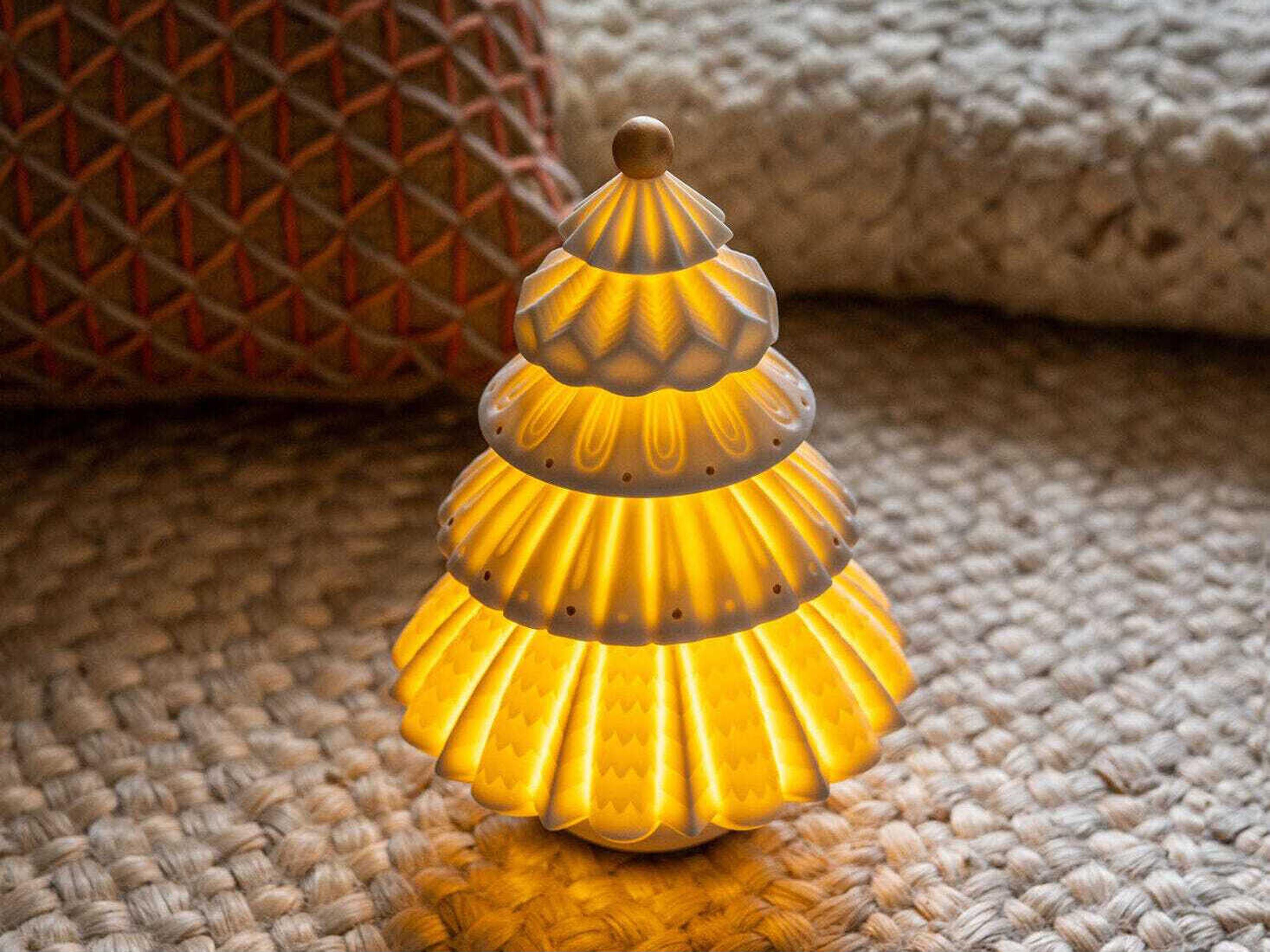 Lladro Christmas Tree Matte White Table Lamp