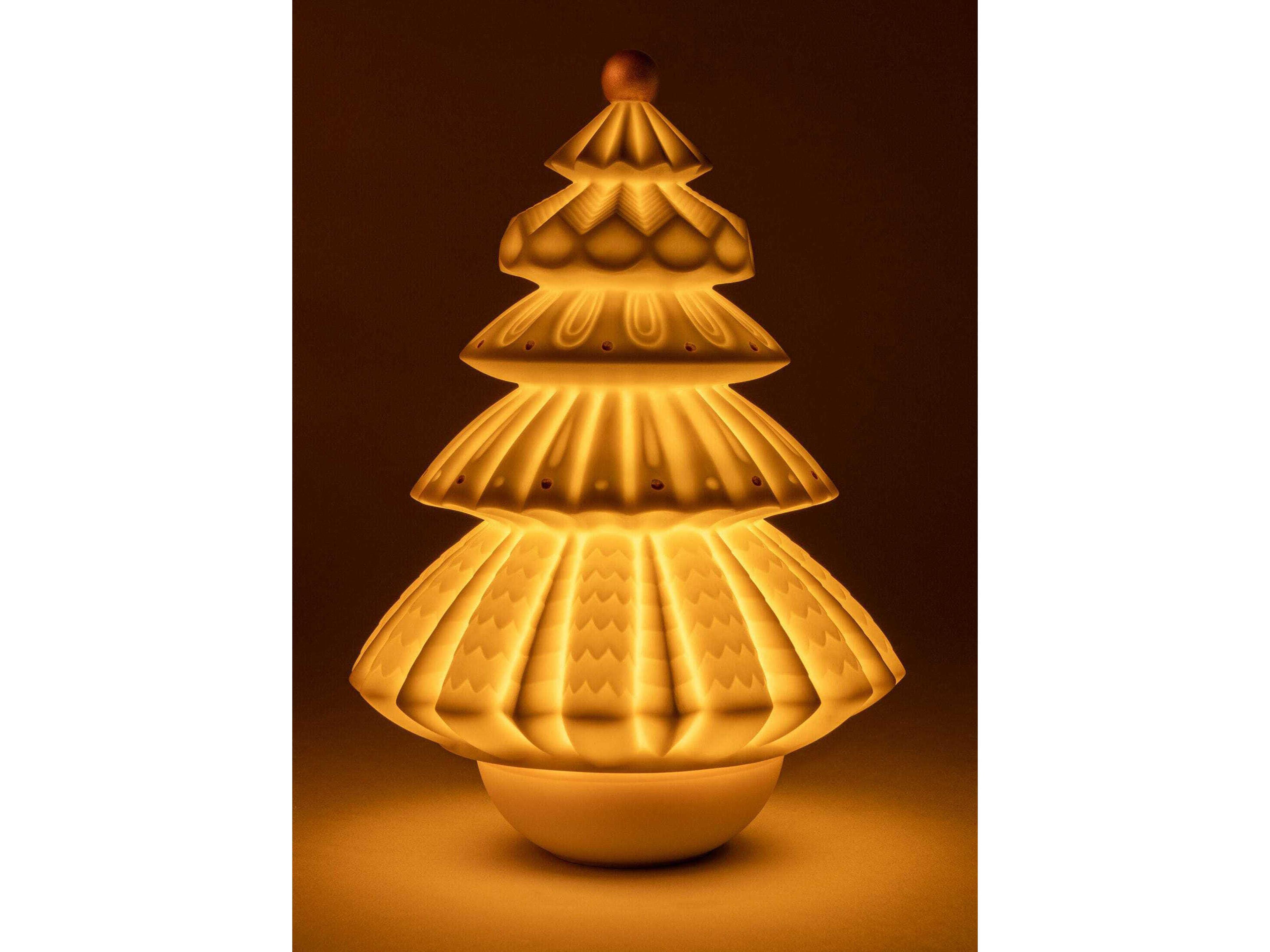 Lladro Christmas Tree Matte White Table Lamp