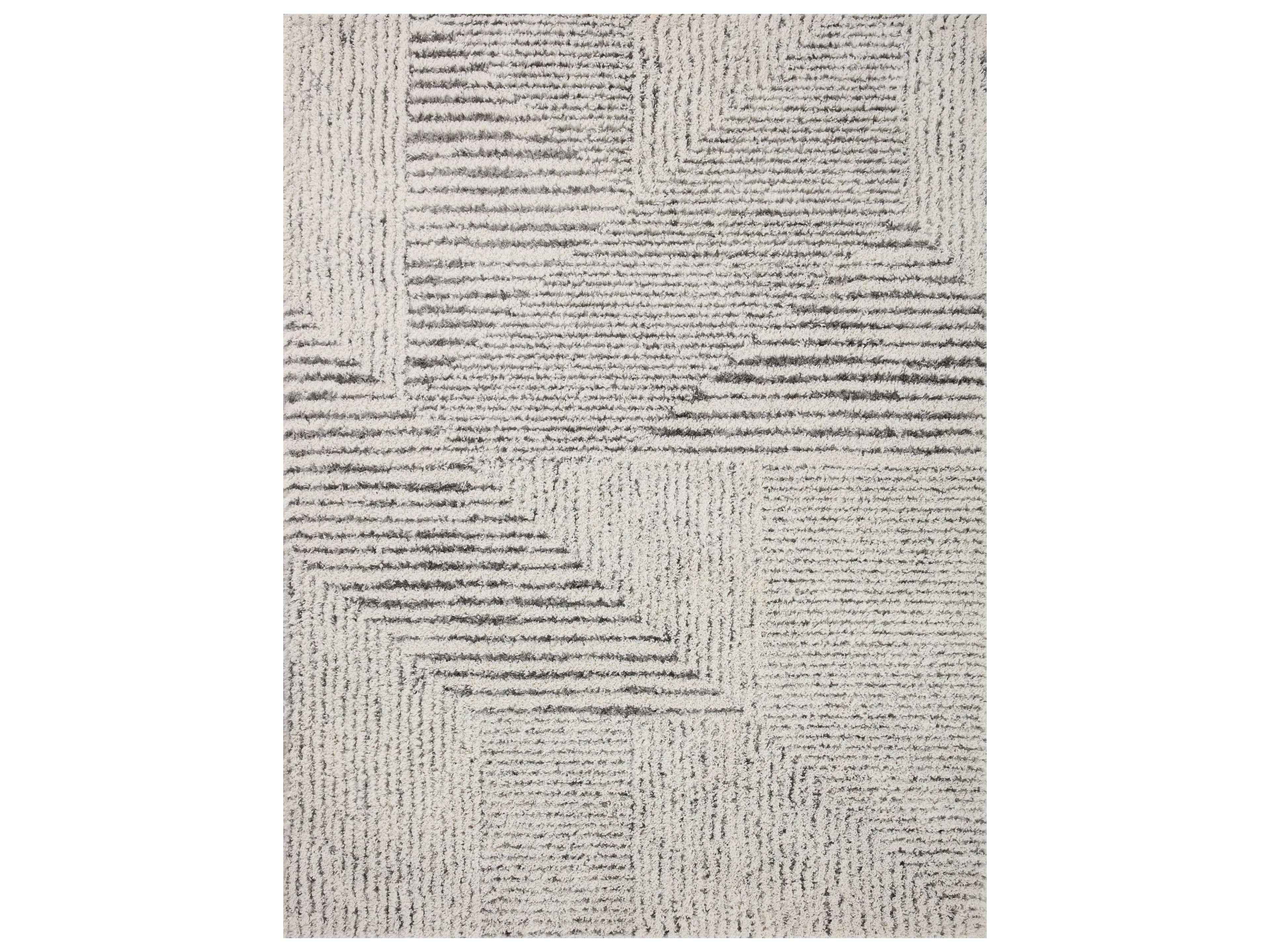 Levitt Shag Area Rug Modern Abstract Ivory Grey