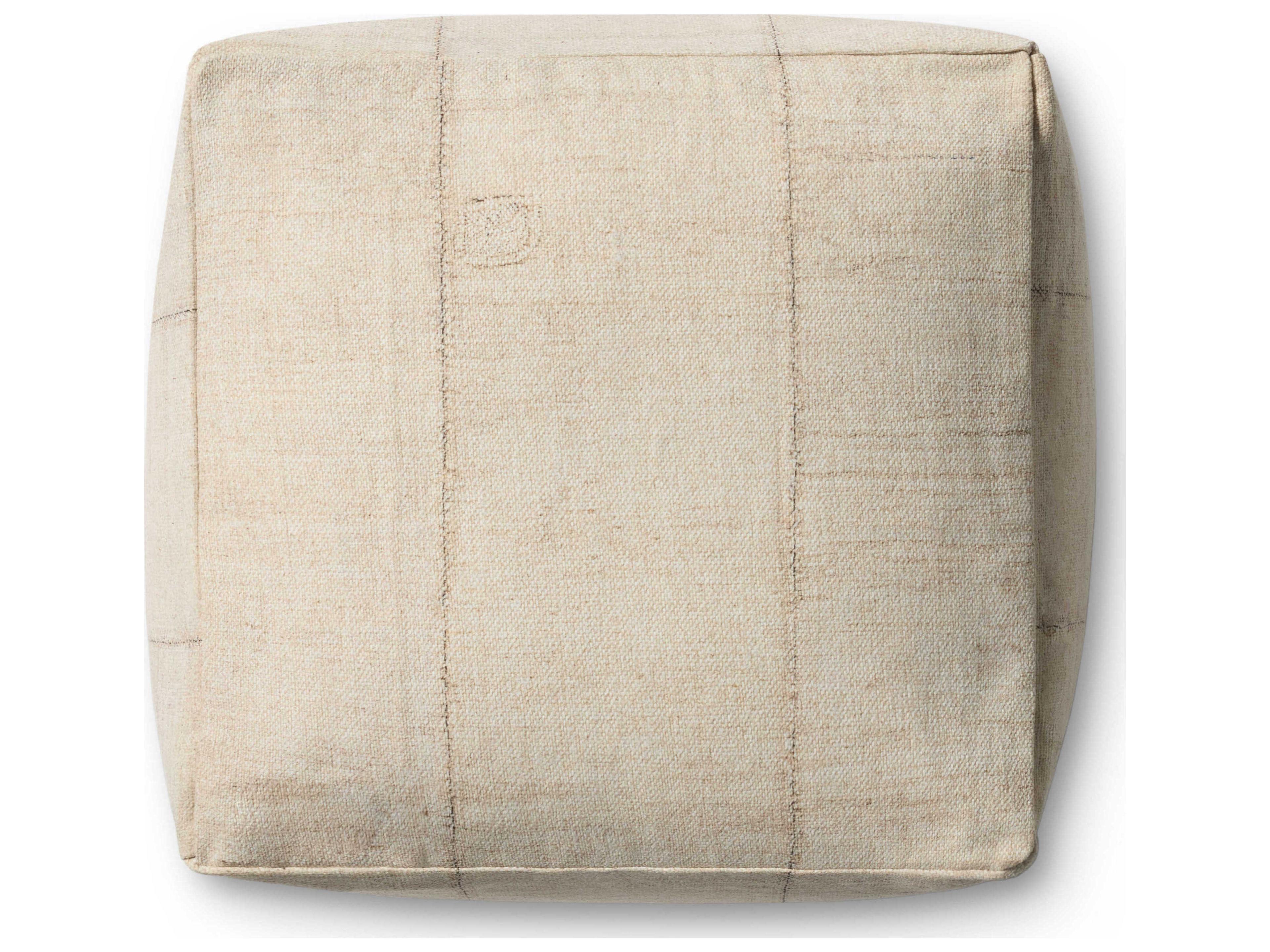 Loloi Rugs Ivory Cream Upholstered Ottoman