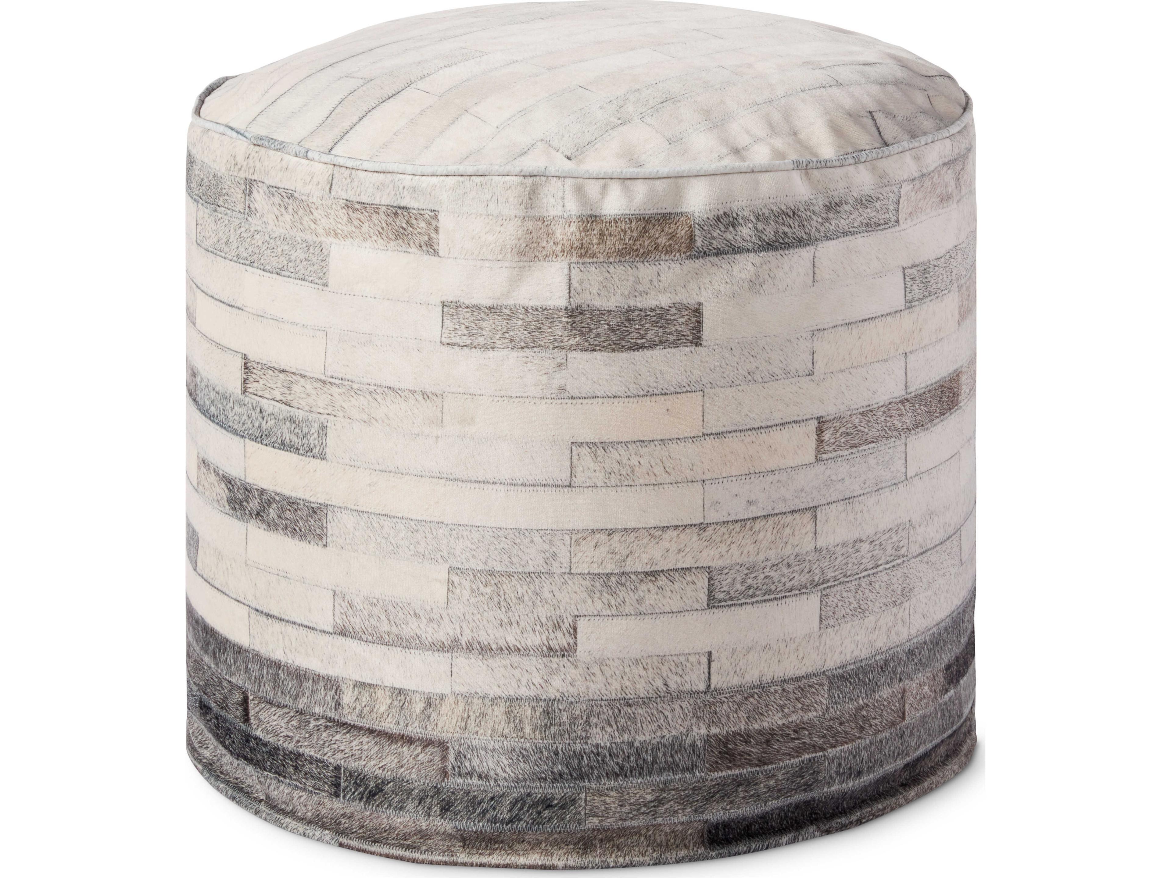 Ivory Grey Cream Ottoman