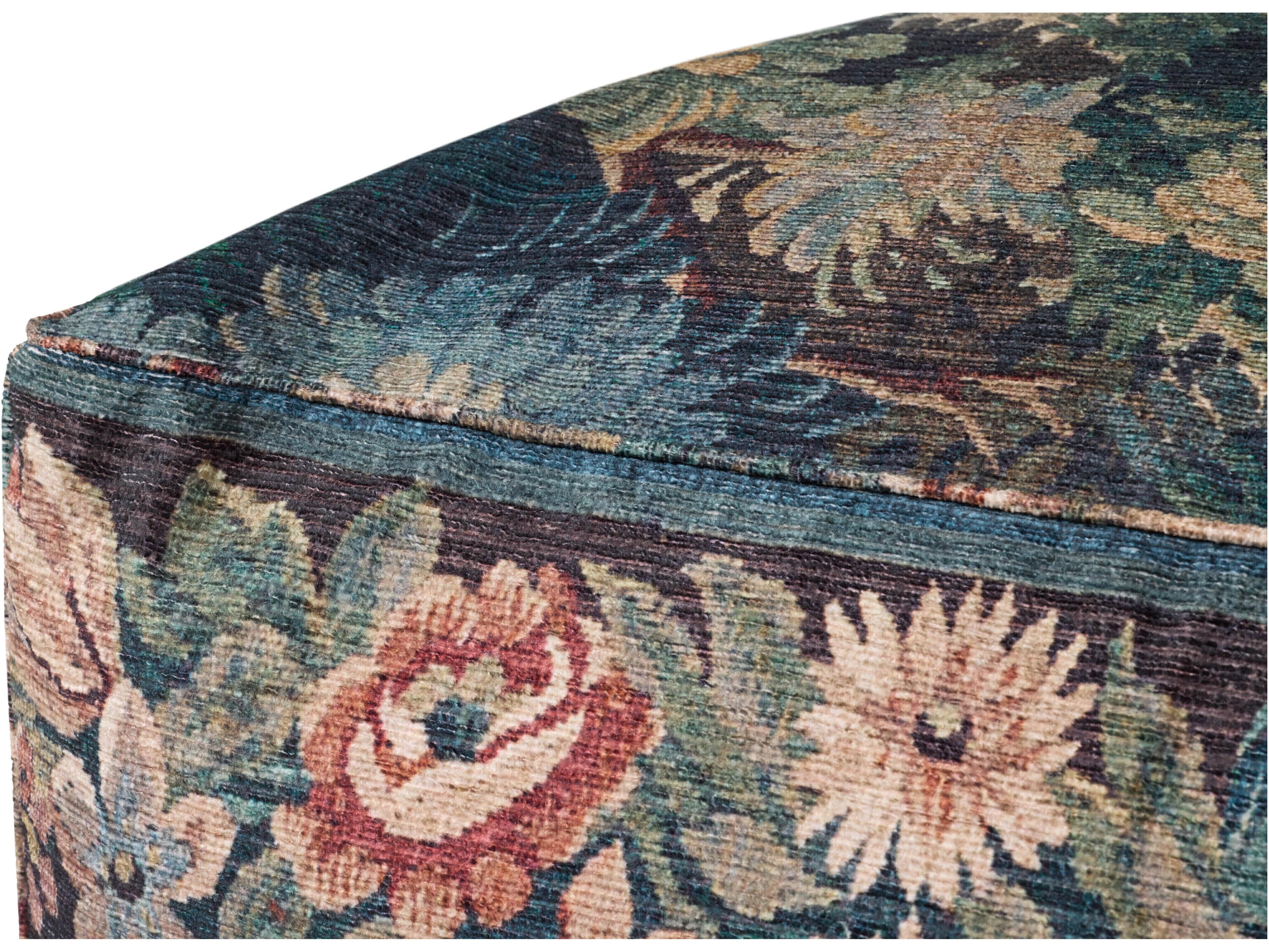 Loloi Rugs Blue Multi Upholstered Pouf