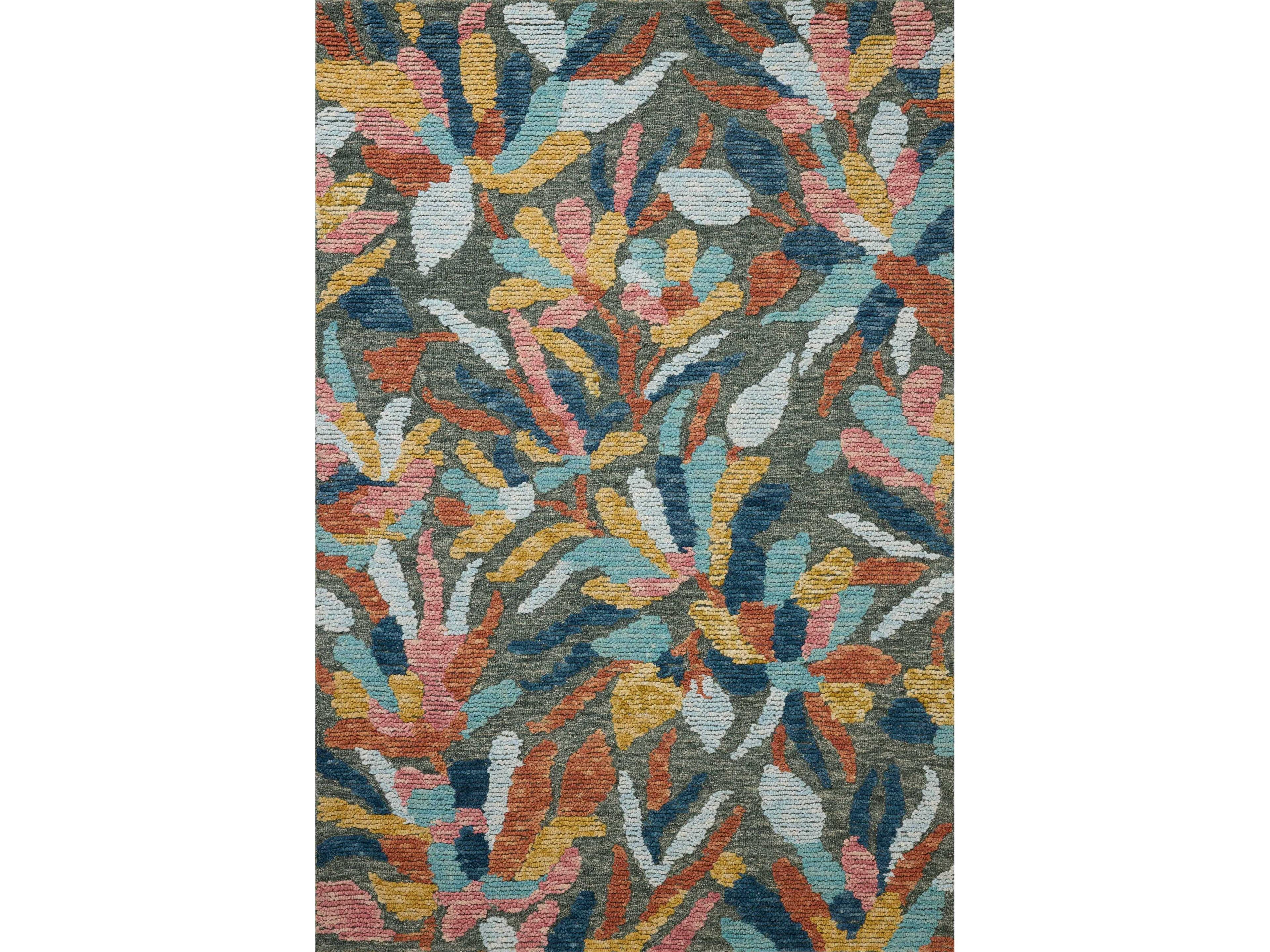 Tilly Collection Wool Area Rug Green Multi Floral