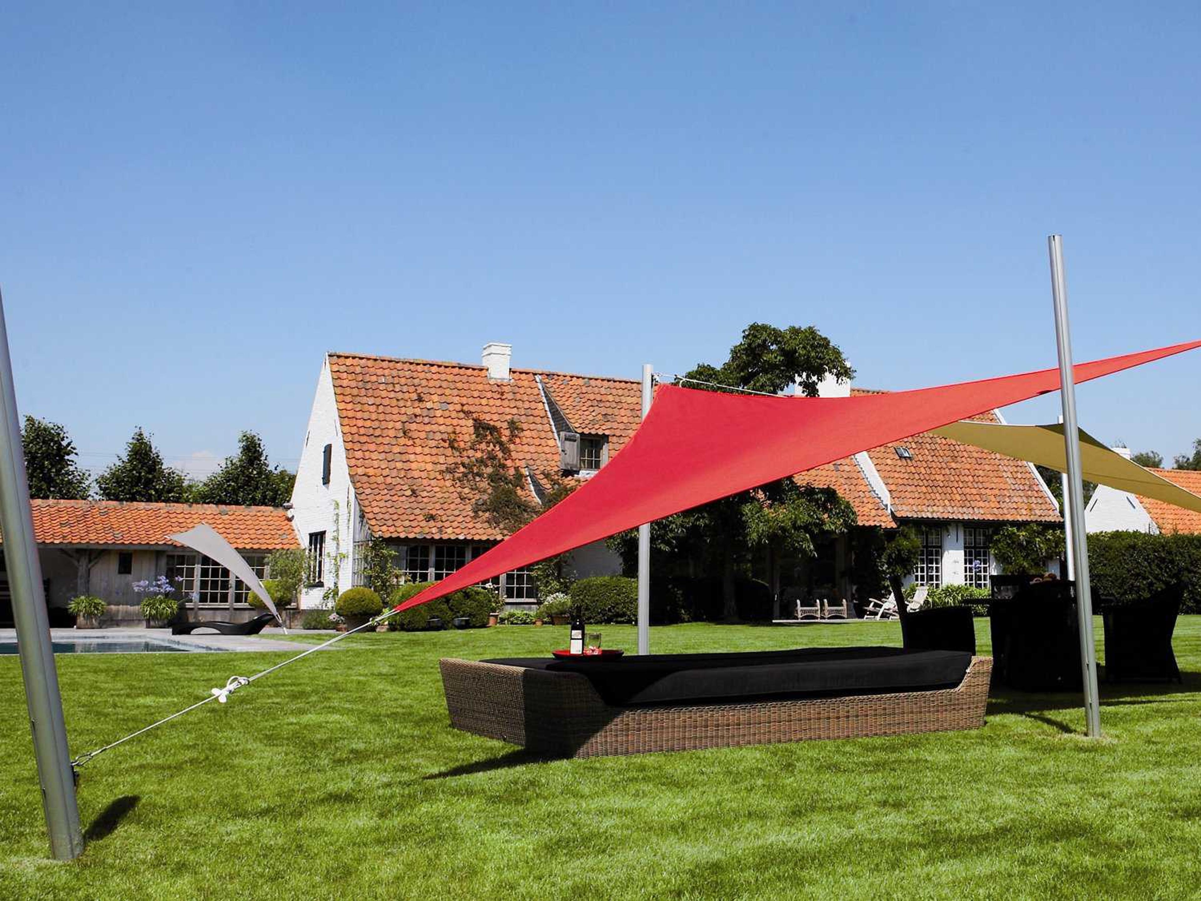 Luxury Umbrellas Ingenua 13 Foot Triangular Anodized Aluminum Shade Sail Patio Umbrella