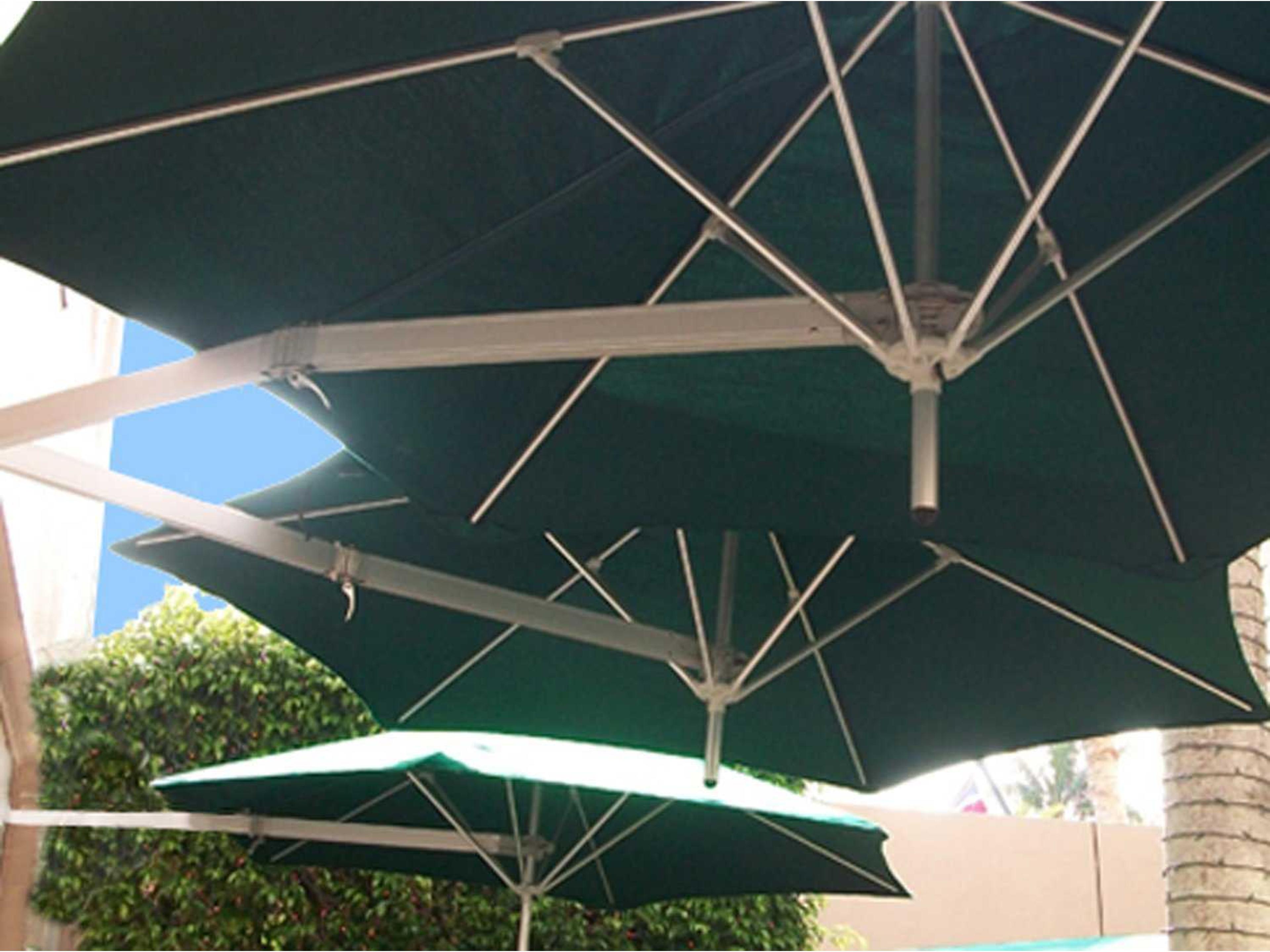 Luxury Umbrellas Paraflex Duo Wallflex 9 Foot Push Lift Tilt Patio Wall Mount Umbrella Set of 2