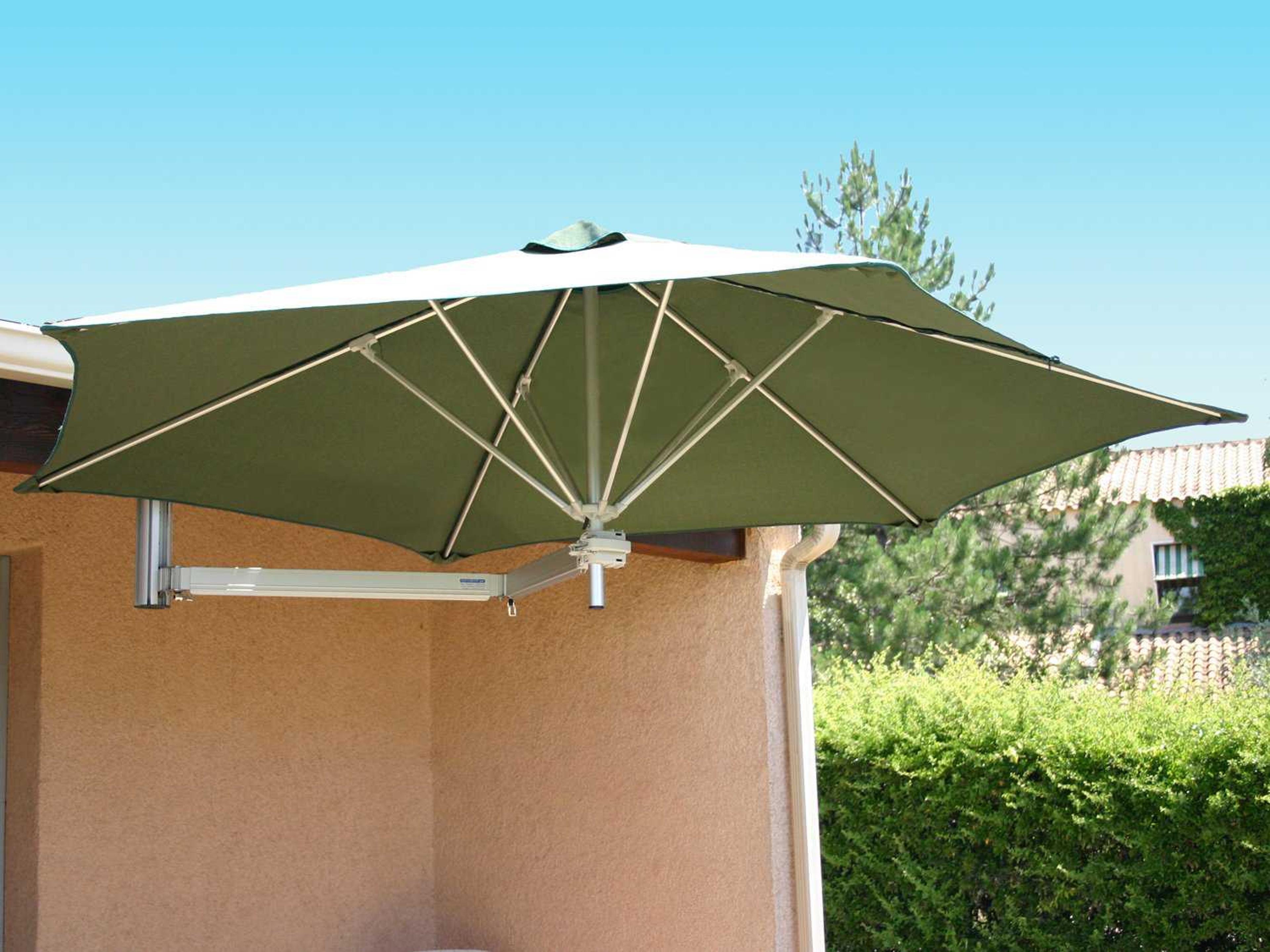 Luxury Patio Umbrellas Paraflex Wallflex 9 Foot Push Lift Tilt Wall Mount Patio Umbrella