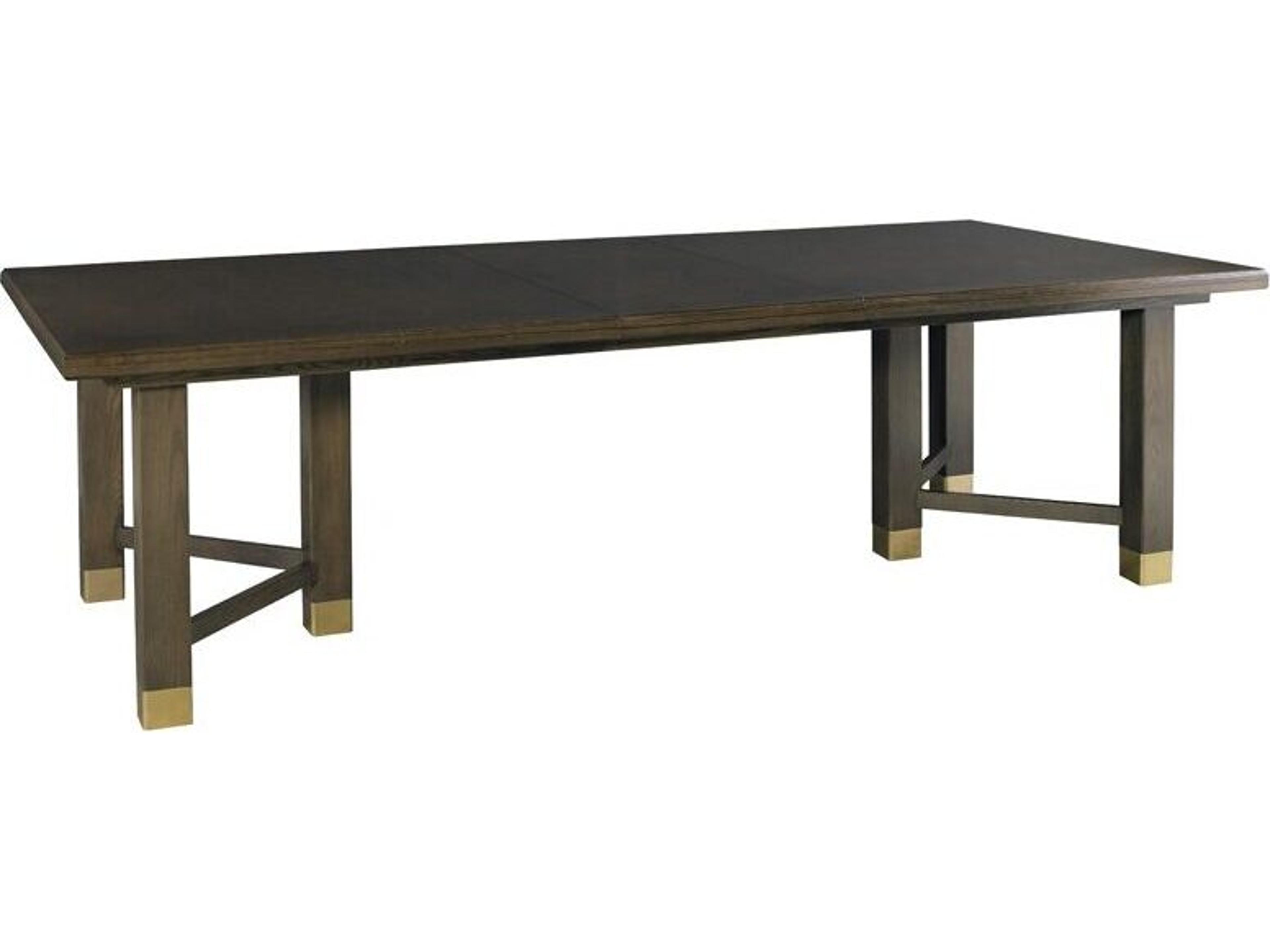 Workshop Bancroft - Extendable Rectangular Wood Modern Elm Brass Dining Table
