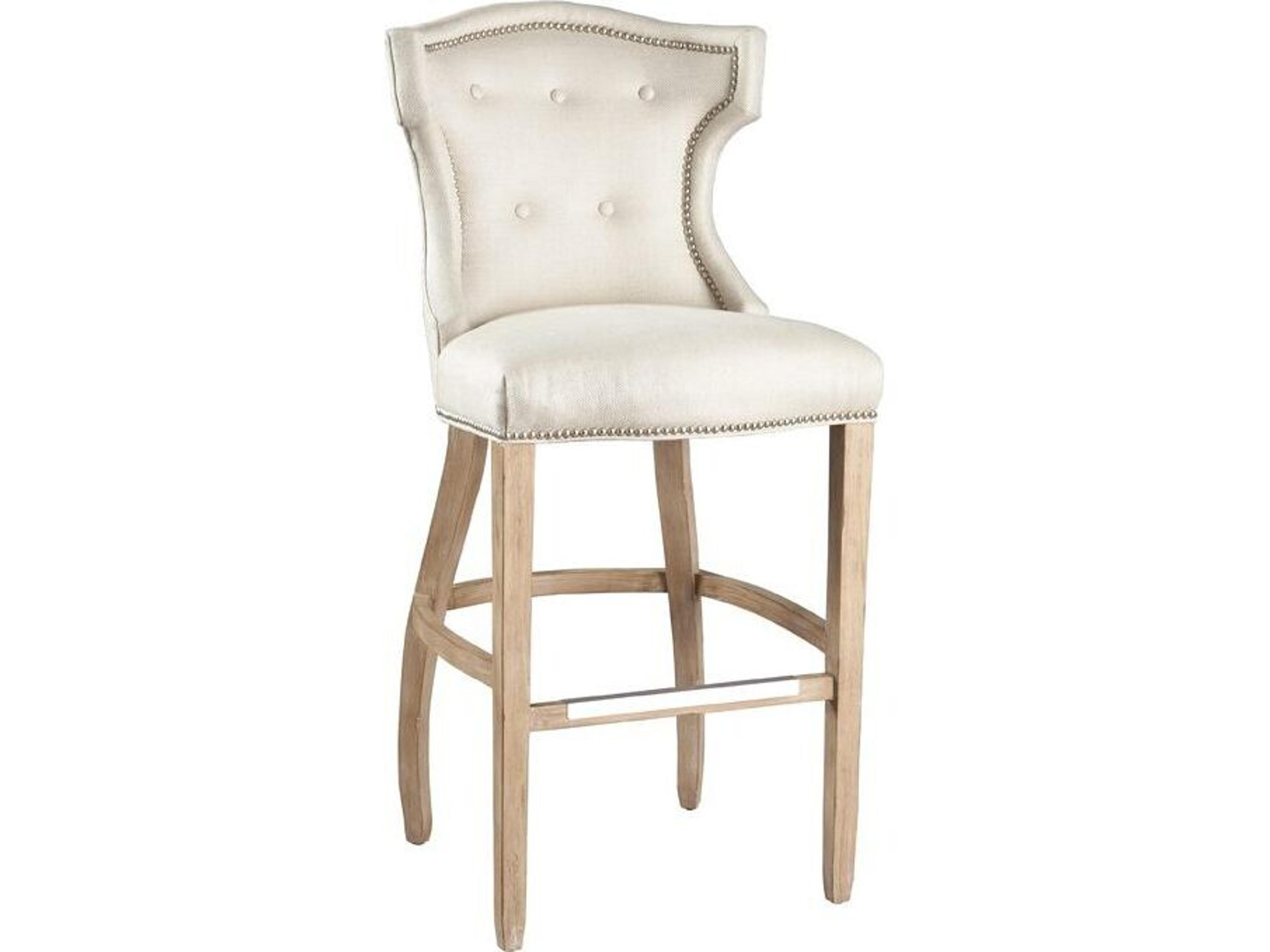 Lillian August Upholstery Quinn Upholstered Natural Wood Tobar Linen Limewood Bar Stool