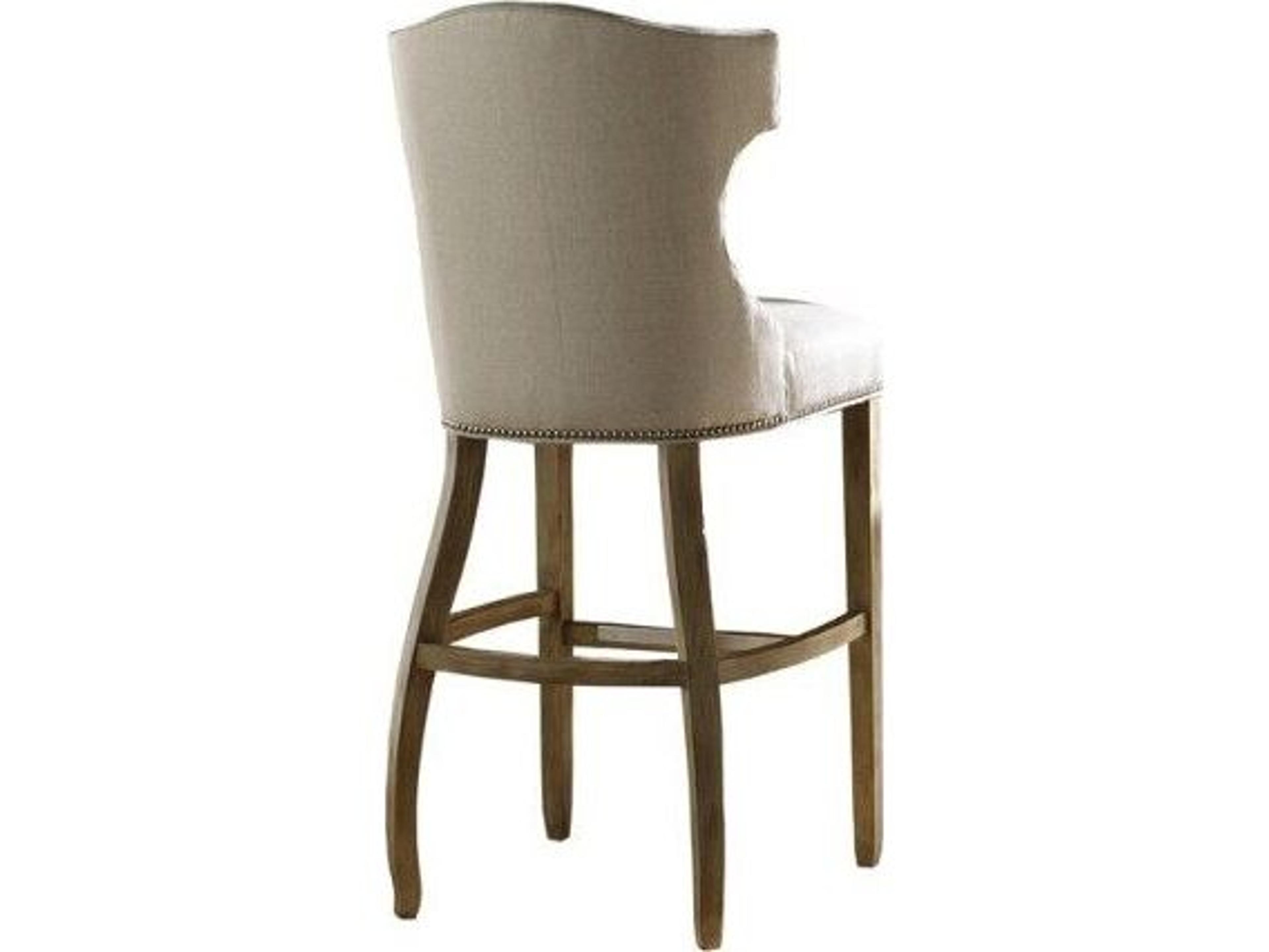 Lillian August Upholstery Quinn Upholstered Natural Wood Tobar Linen Limewood Bar Stool