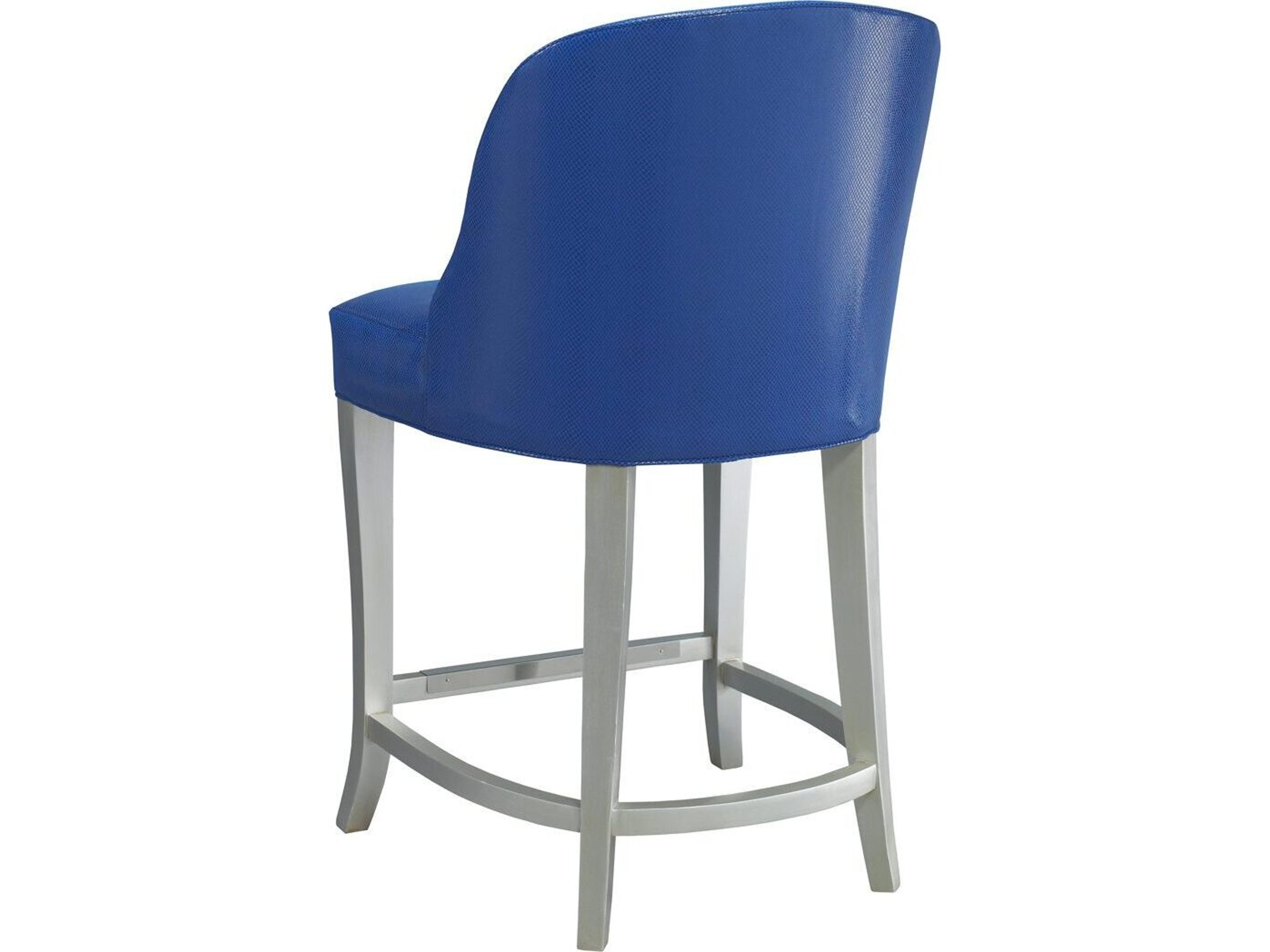 Lillian August Upholstery Elsa Leather Pitton Navy Sterling Counter Stool