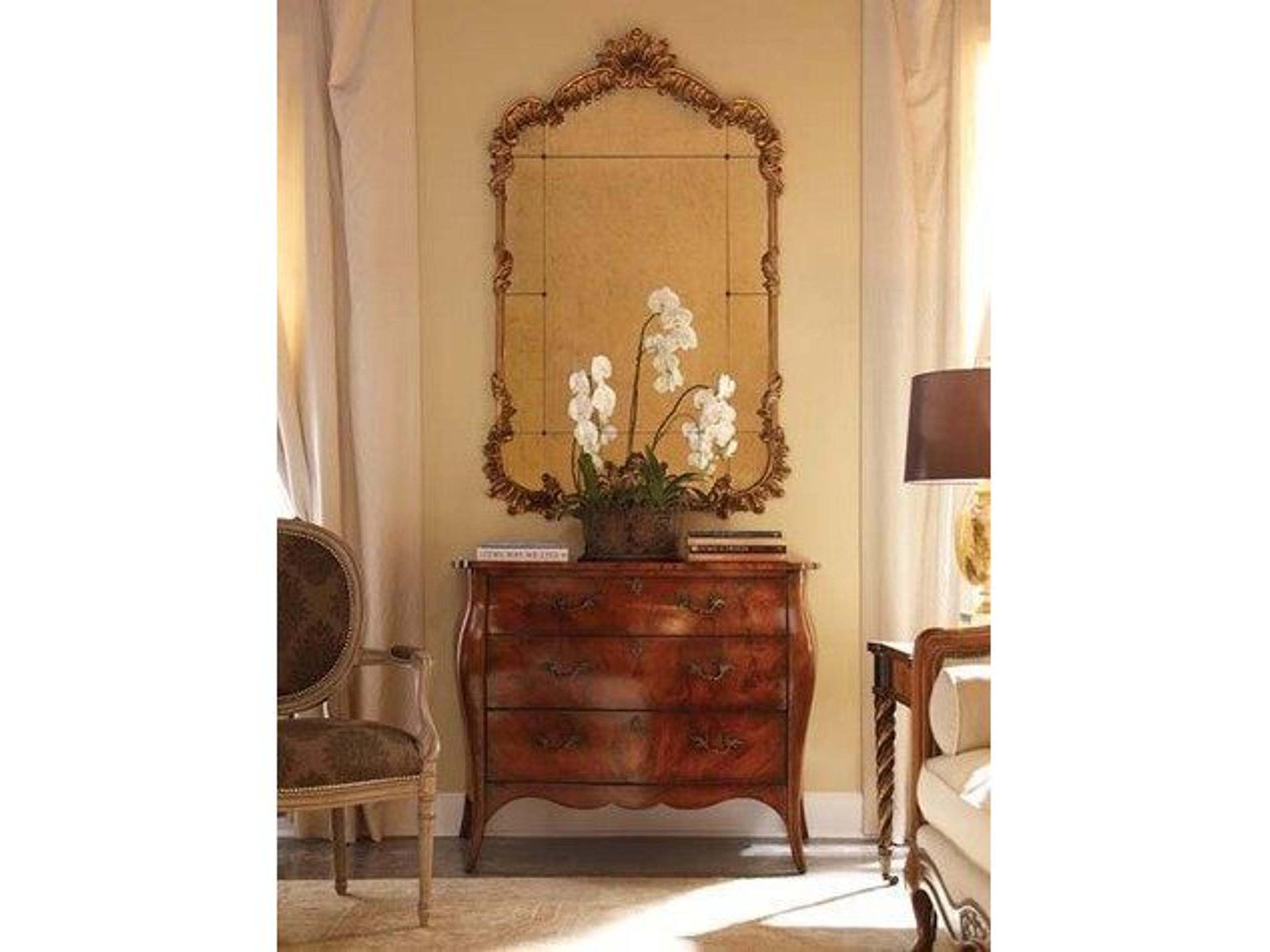 Lillian August Casegoods Vintage Gold Leaf Eglomise Mirror Wall Vertical