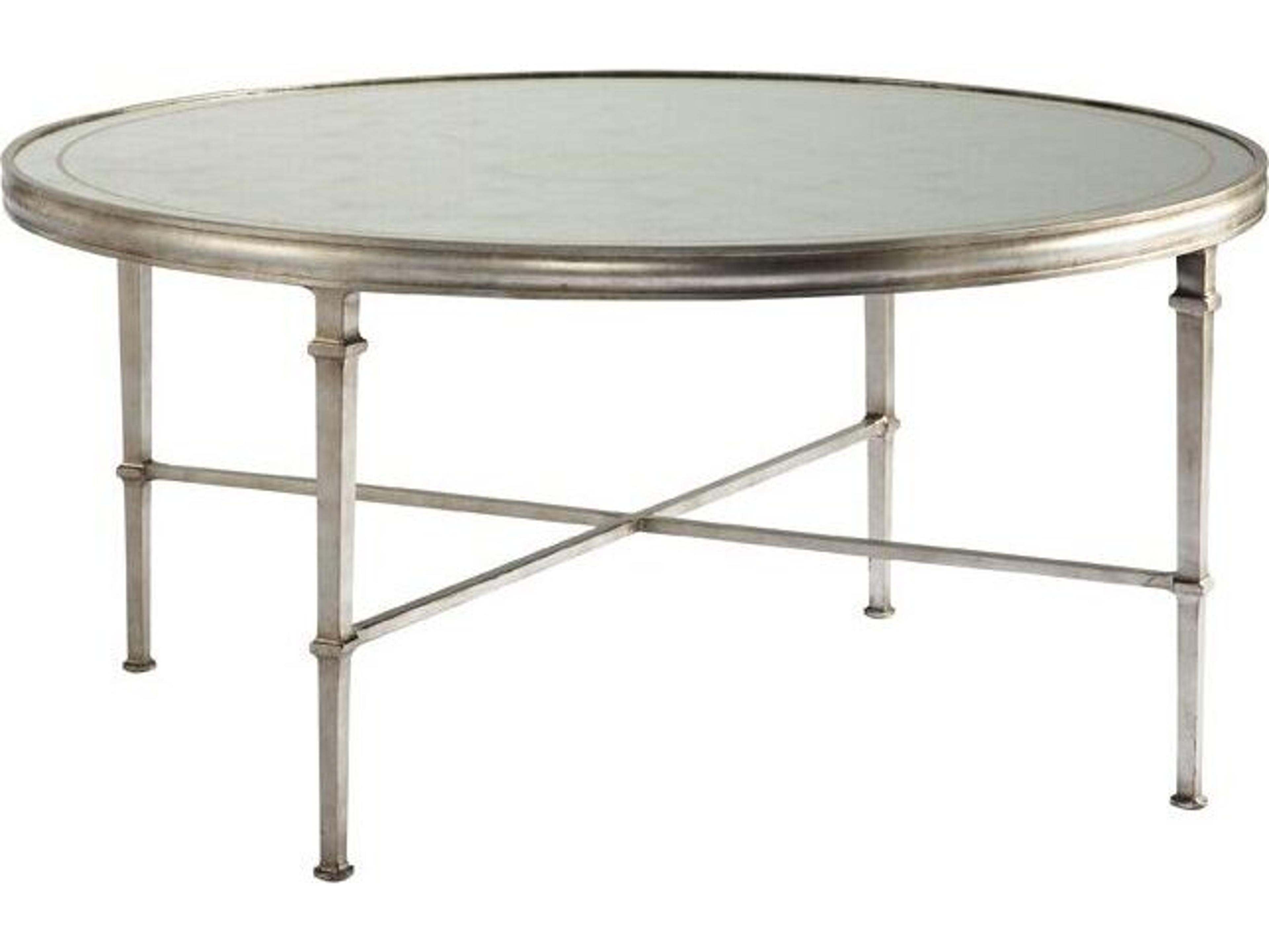 Classics Lombard Round Aged Silver Leaf Eglomise Cocktail Table