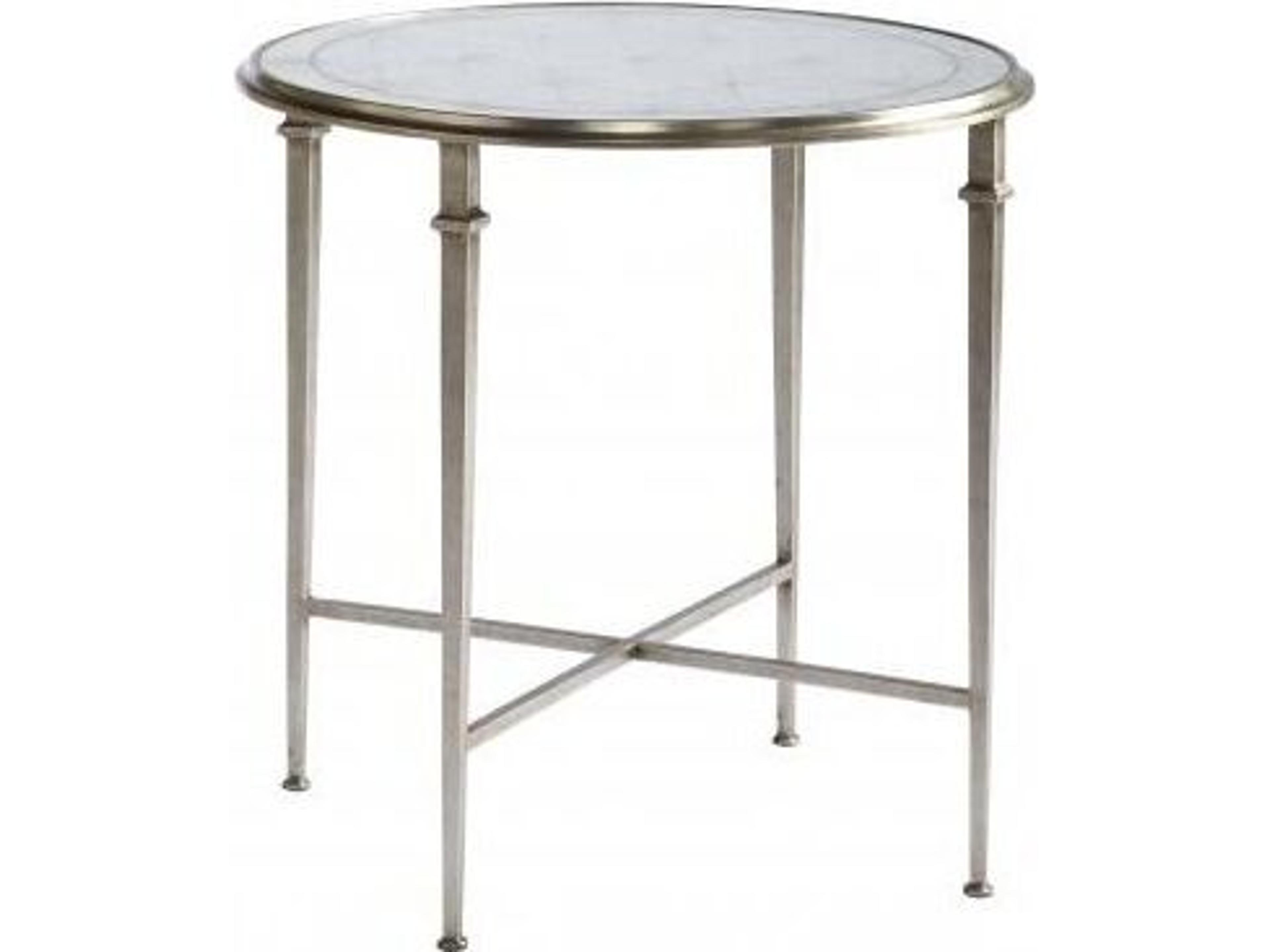 Classics Barlow Round Aged Silver Leaf Eglomise End Table