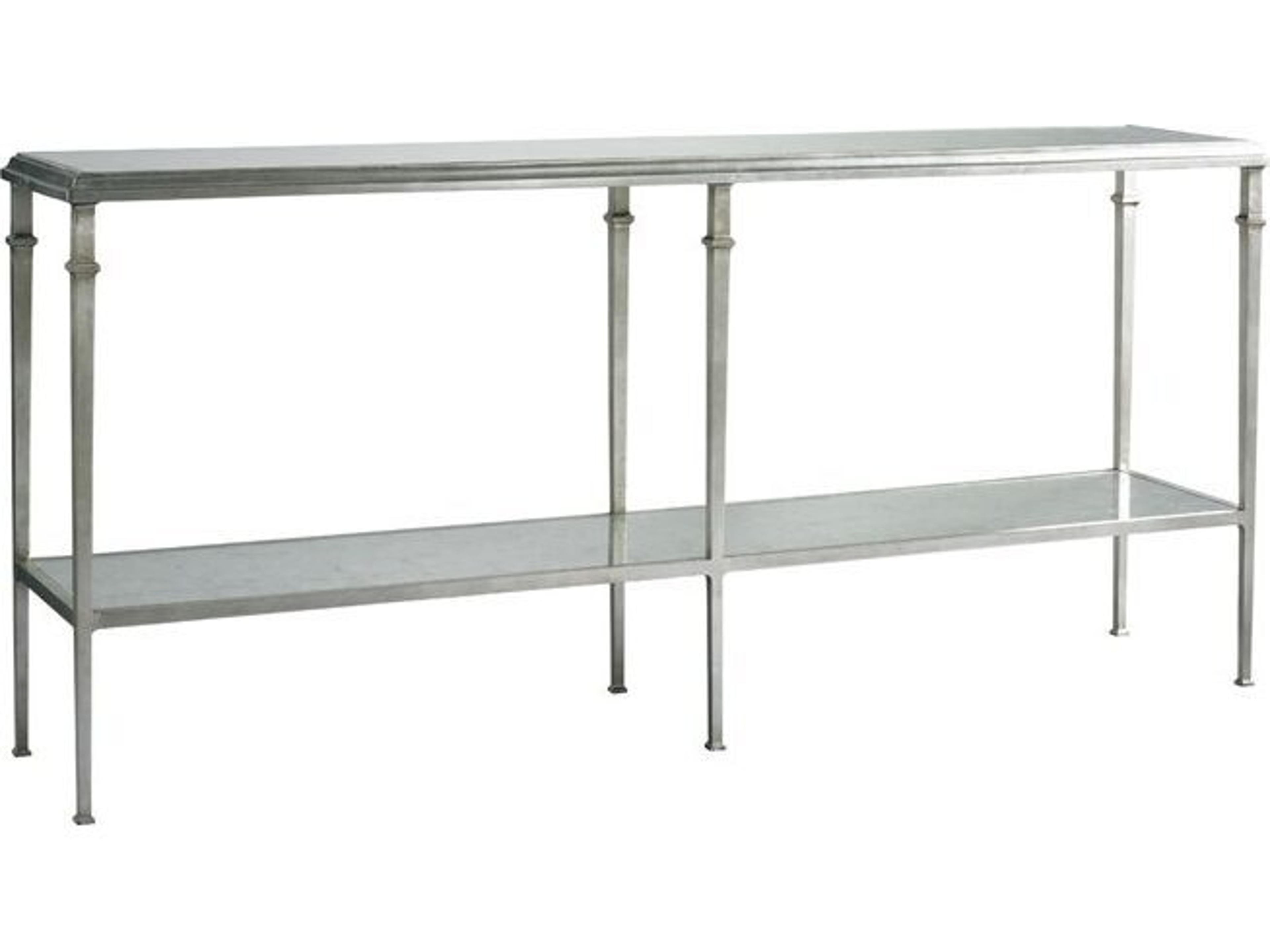 Lillian August Classics Tria Rectangular Aged Silver Eglomise Mirror Console Table