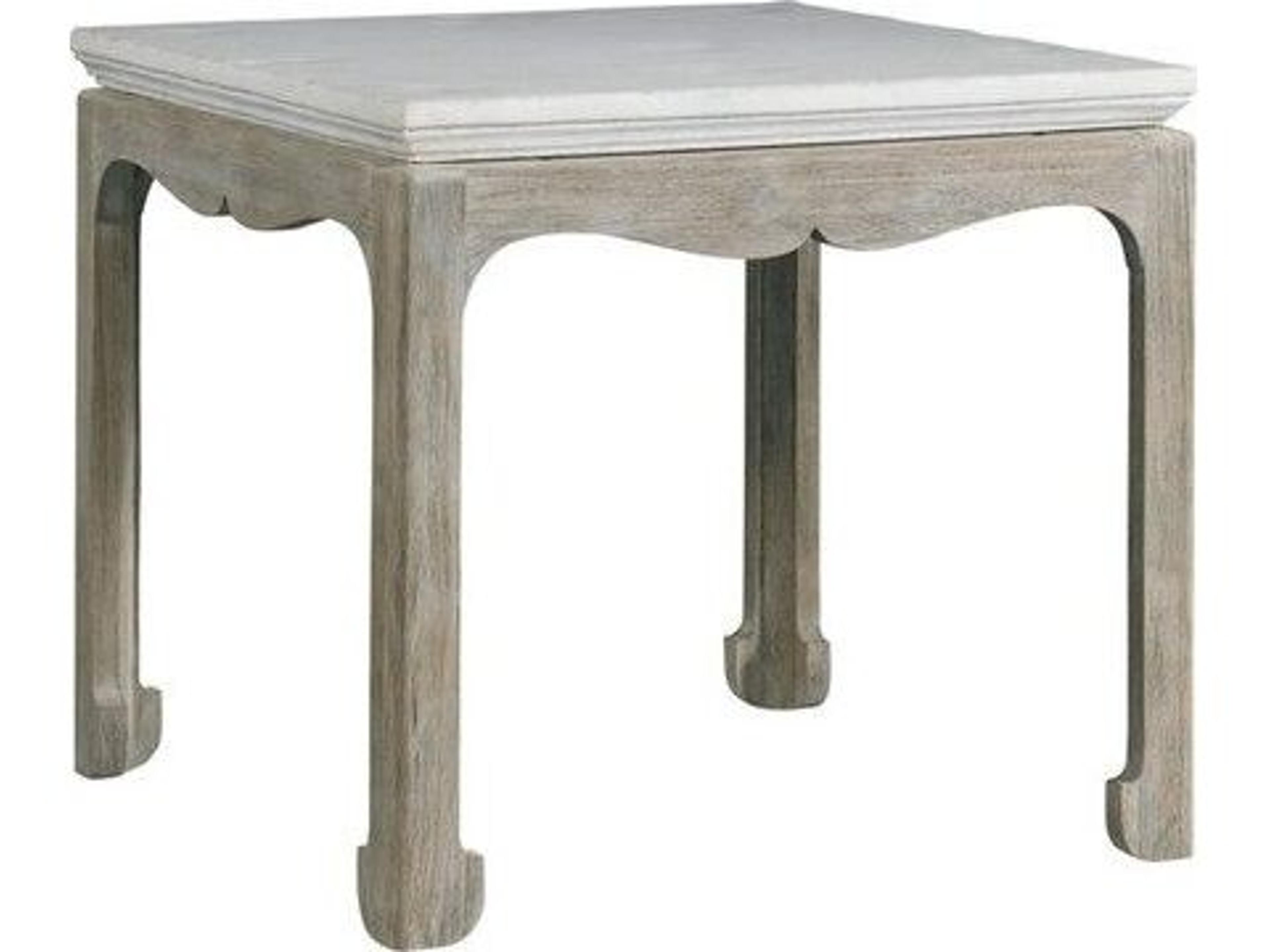 Antiquaire Remy Square White Stone Weathered Wood End Table