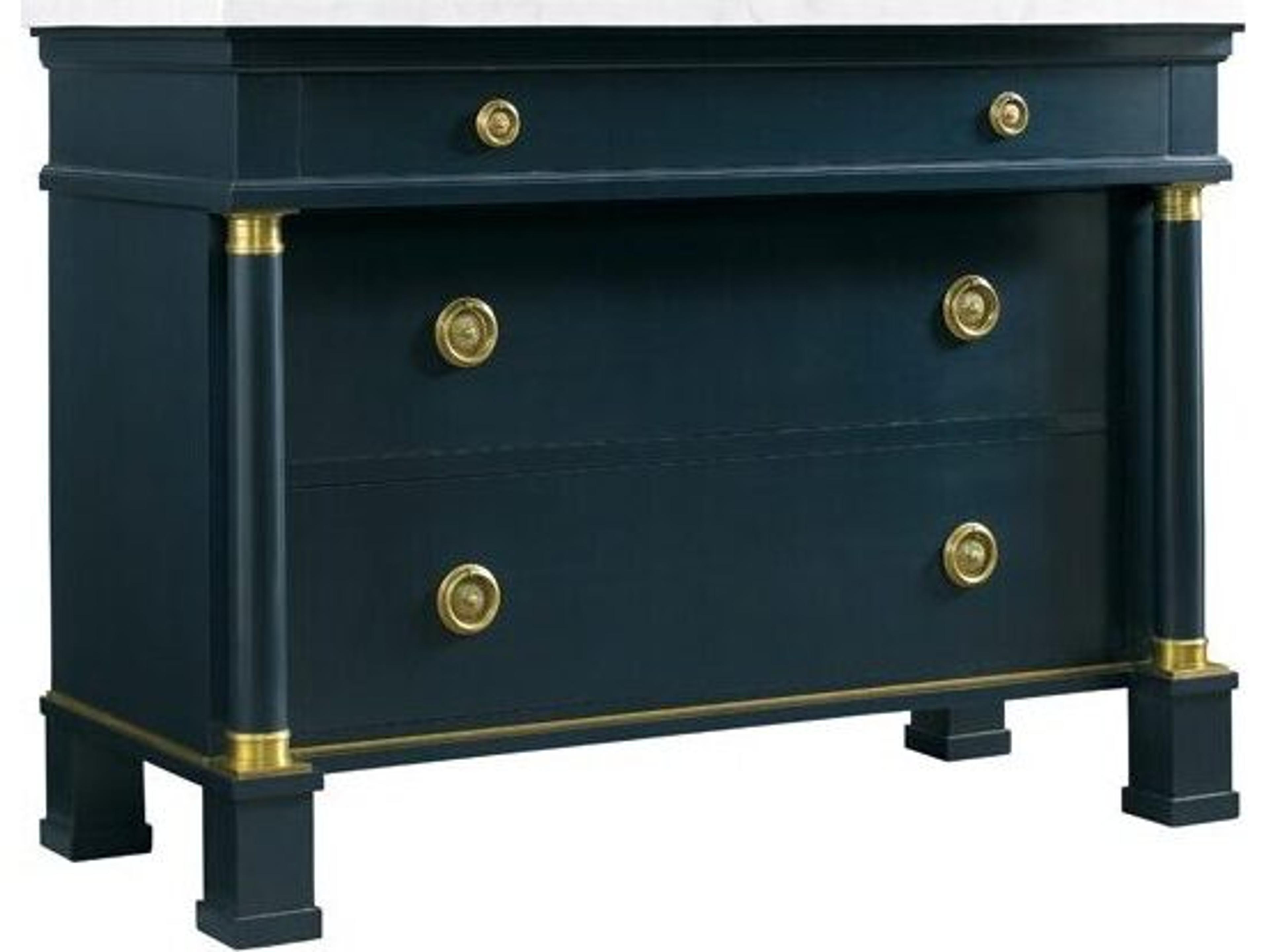 Classics Hartman White Marble Cobalt Solid Brass Blue Hardwood Accent Chest