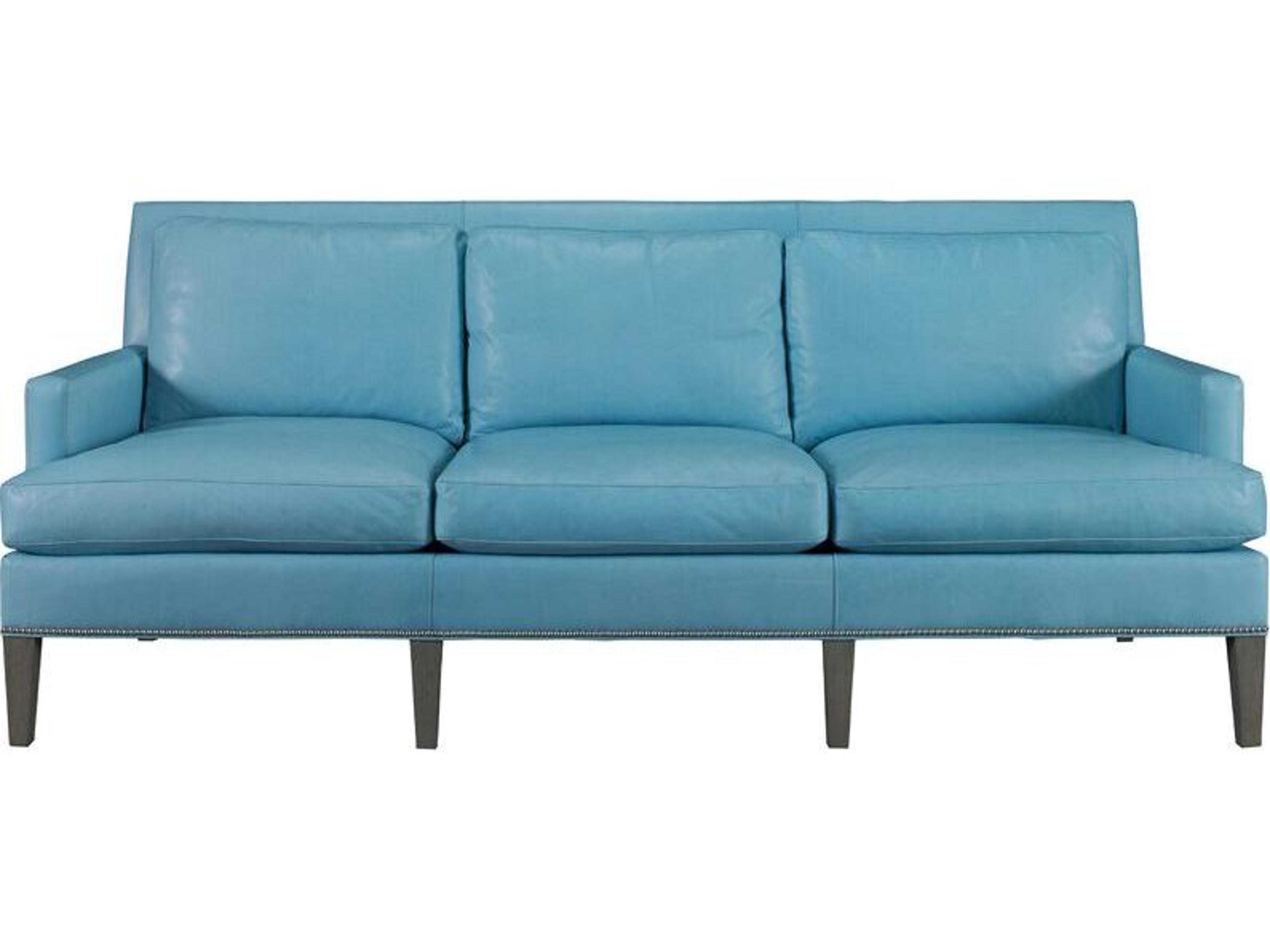 Lillian August Upholstery Cheshire Sky Mineral Leather Sofa