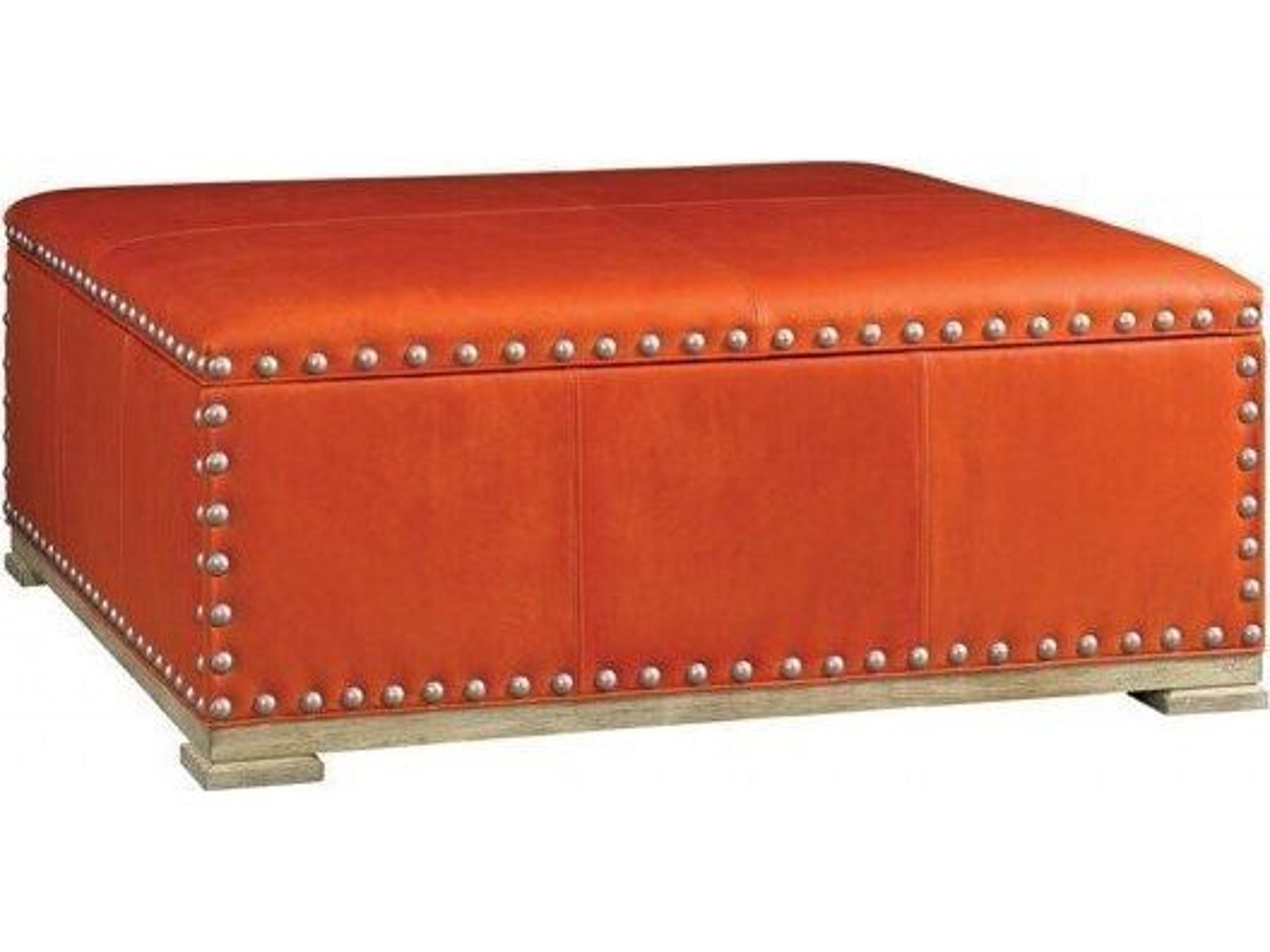 Upholstery Cheshire Poppy Limewood Leather Ottoman