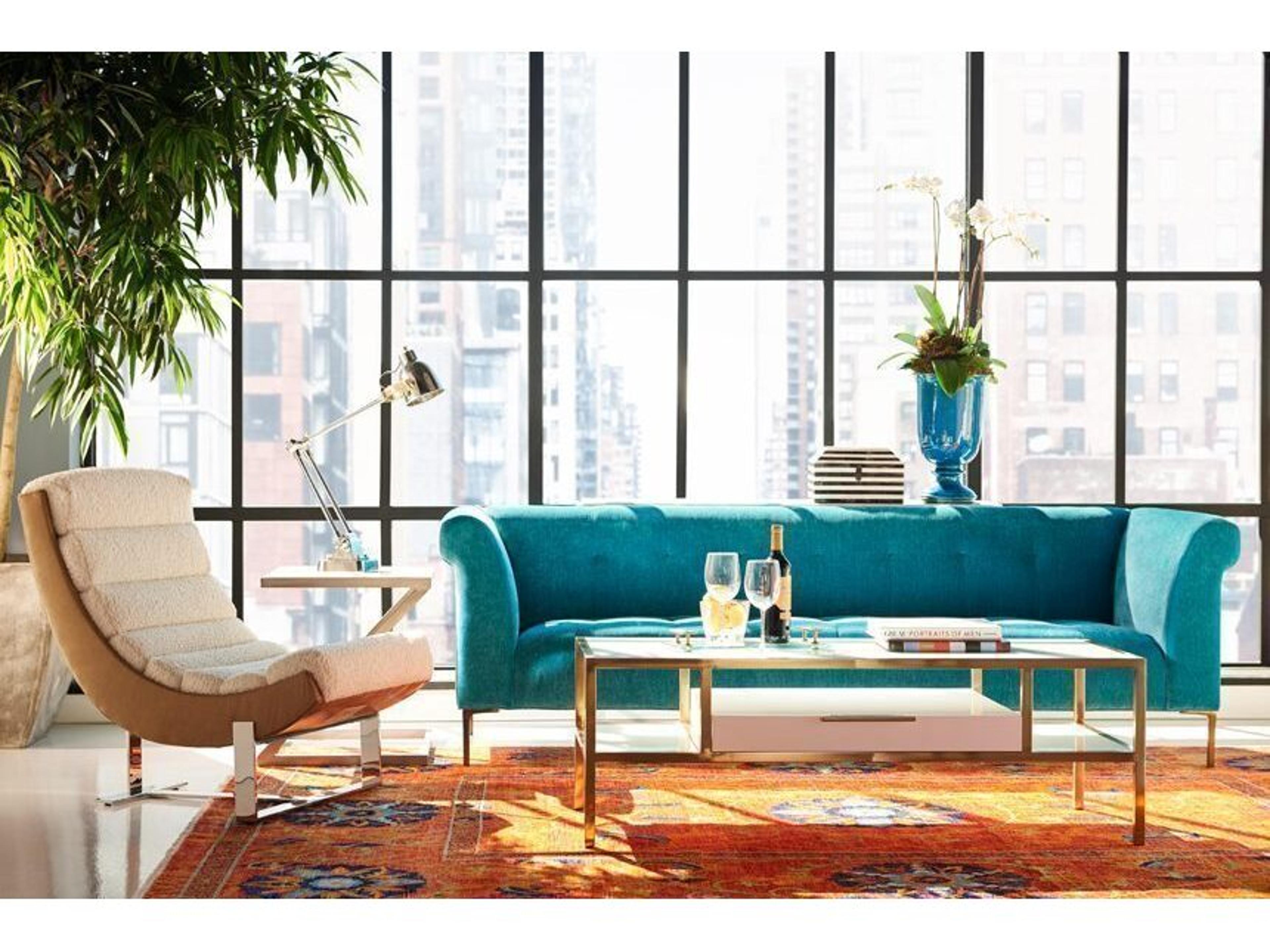 Lillian August Modern Living Tropez Turquoise Upholstered Sofa