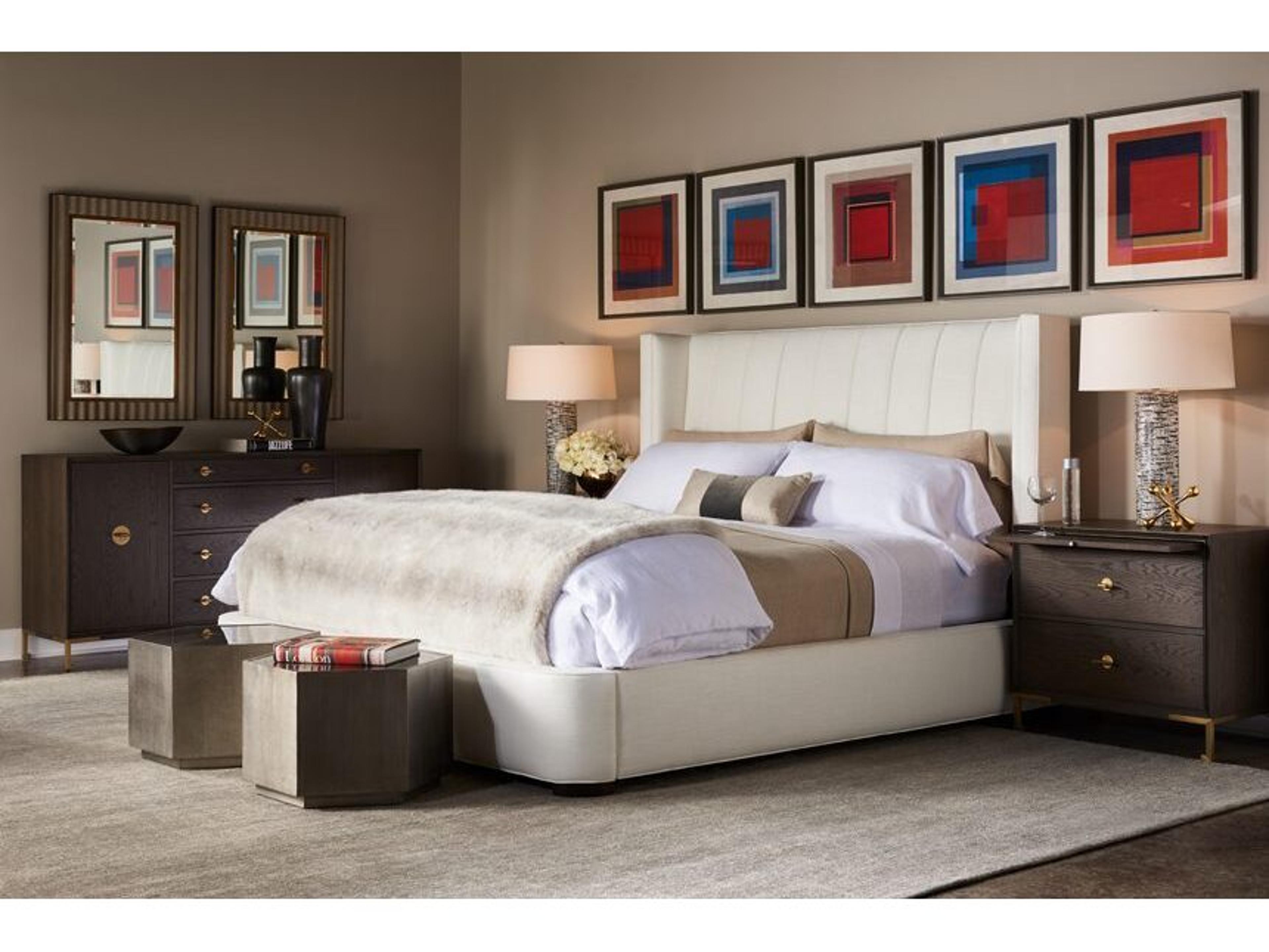 Lillian August Modern Living Affinity White Elm Upholstered Queen Platform Bed