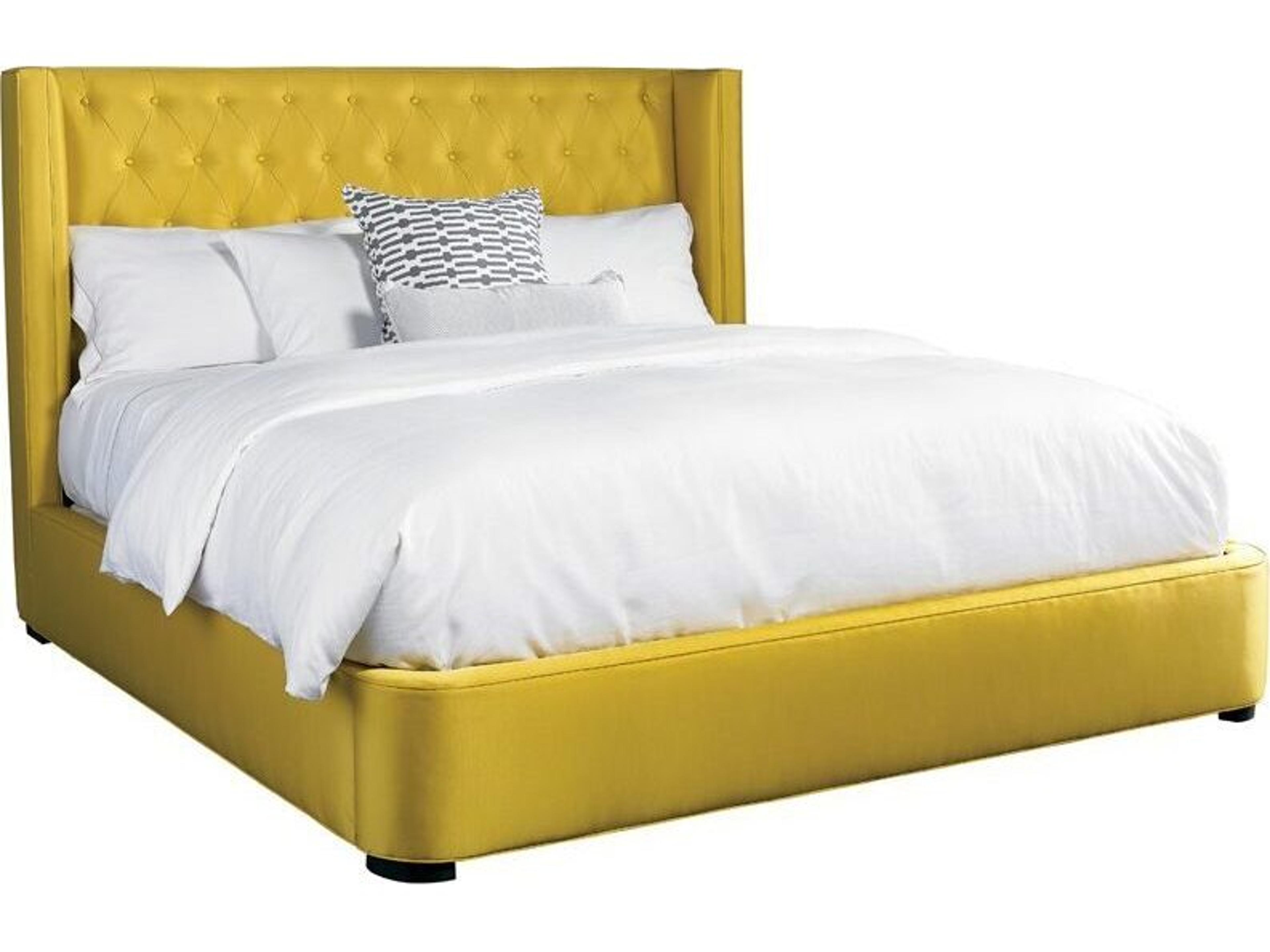 Modern Living Cork Gold Elm Yellow Upholstered King Platform Bed