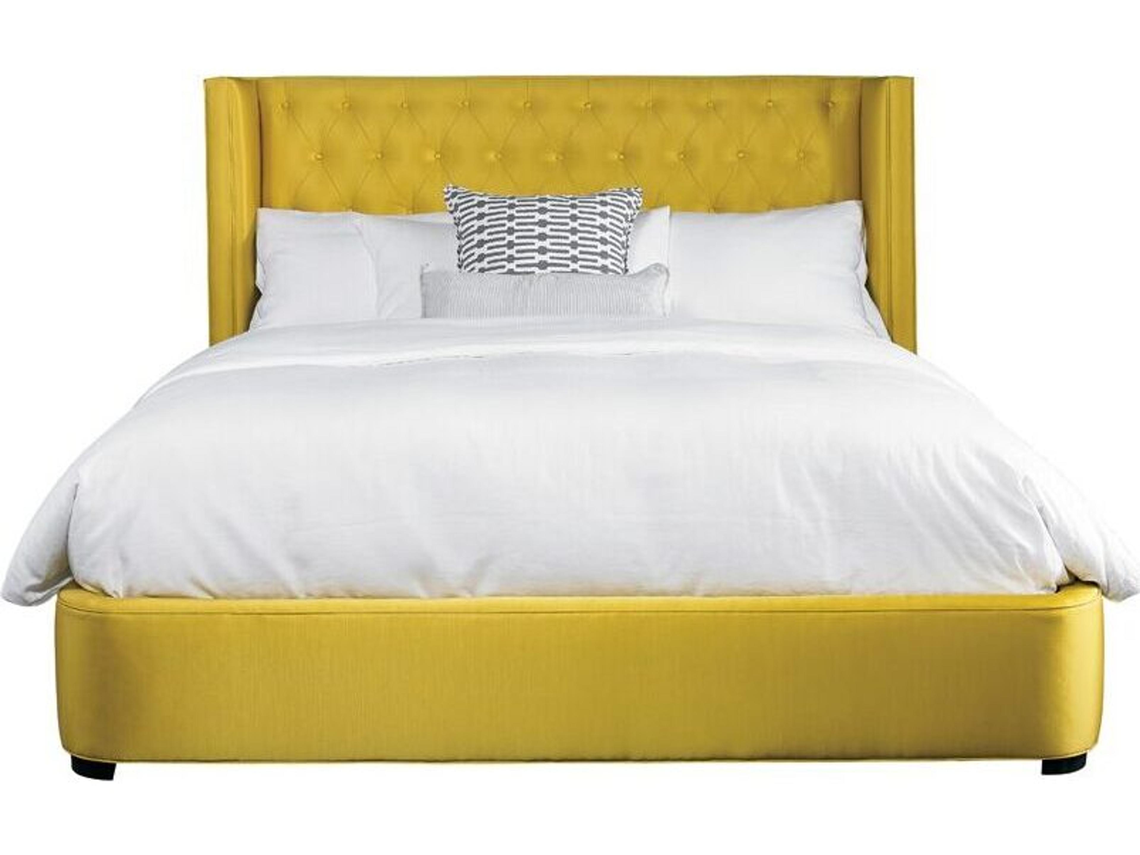 Lillian August Modern Living Cork Gold Elm Yellow Upholstered Queen Platform Bed