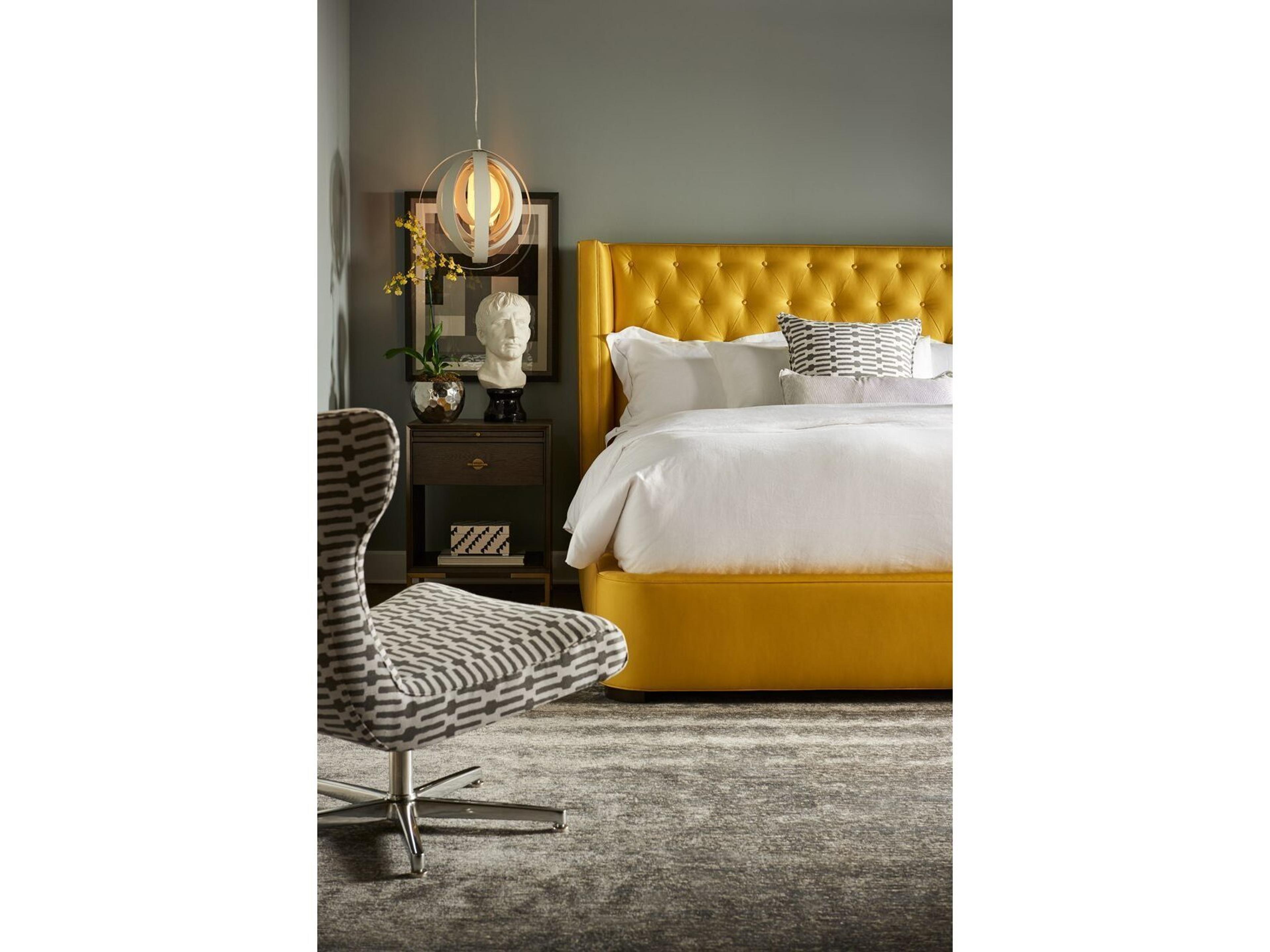 Lillian August Modern Living Cork Gold Elm Yellow Upholstered Queen Platform Bed