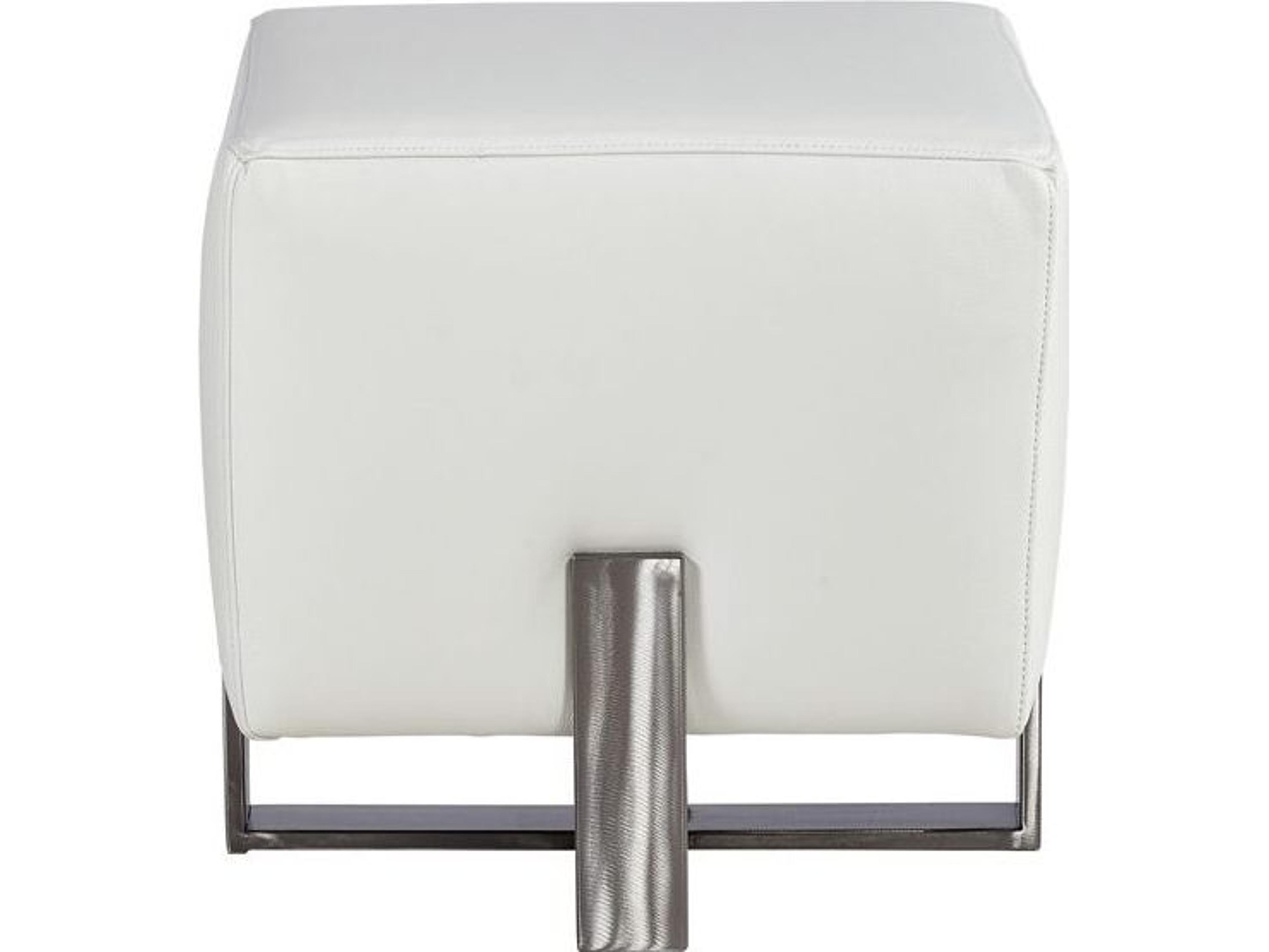 Lillian August Modern Living Inspiration White Metal Leather Ottoman